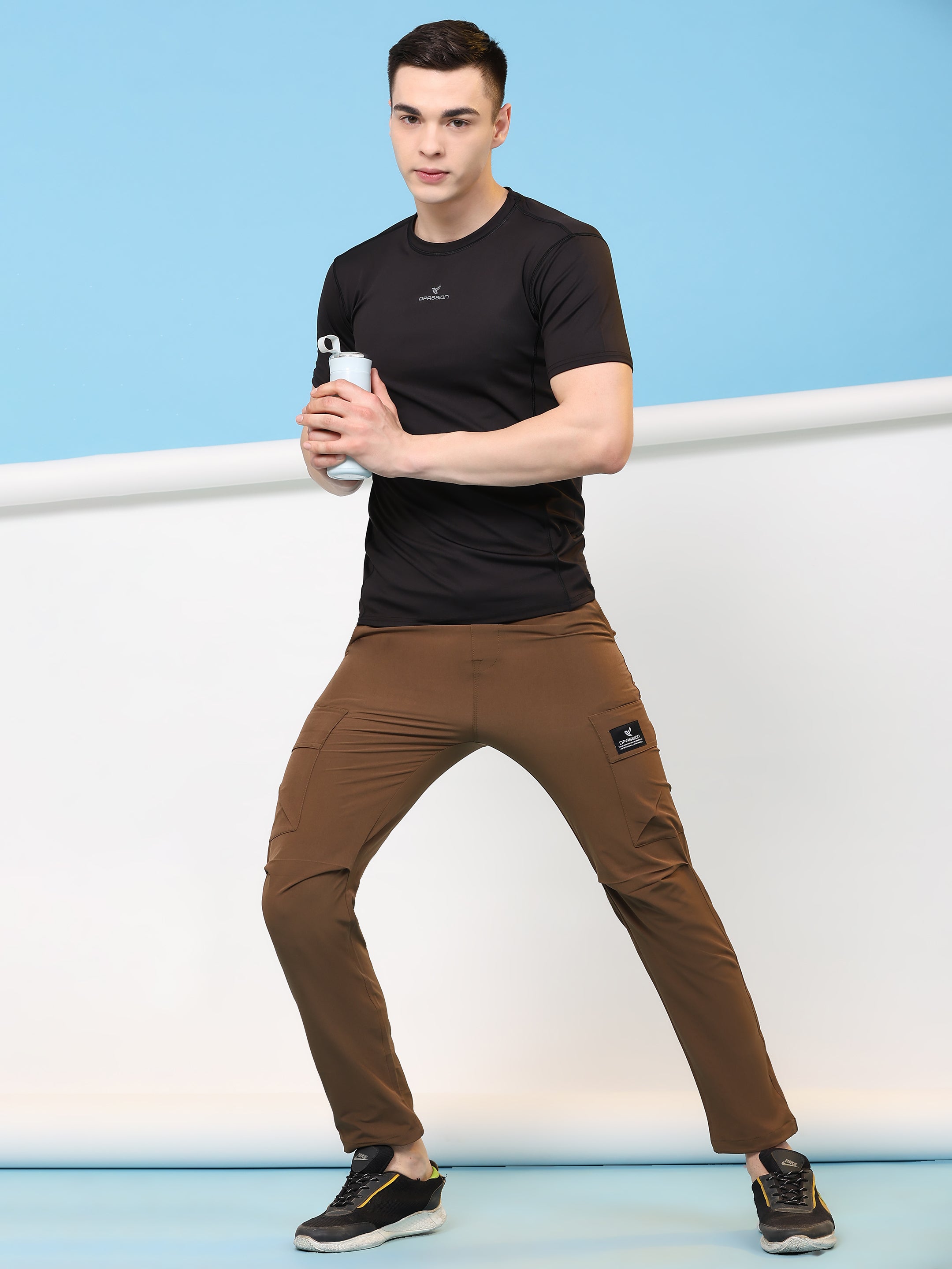 Imported NS Terry Nyloon Lycra 190 GSM Training Track Pants For Men