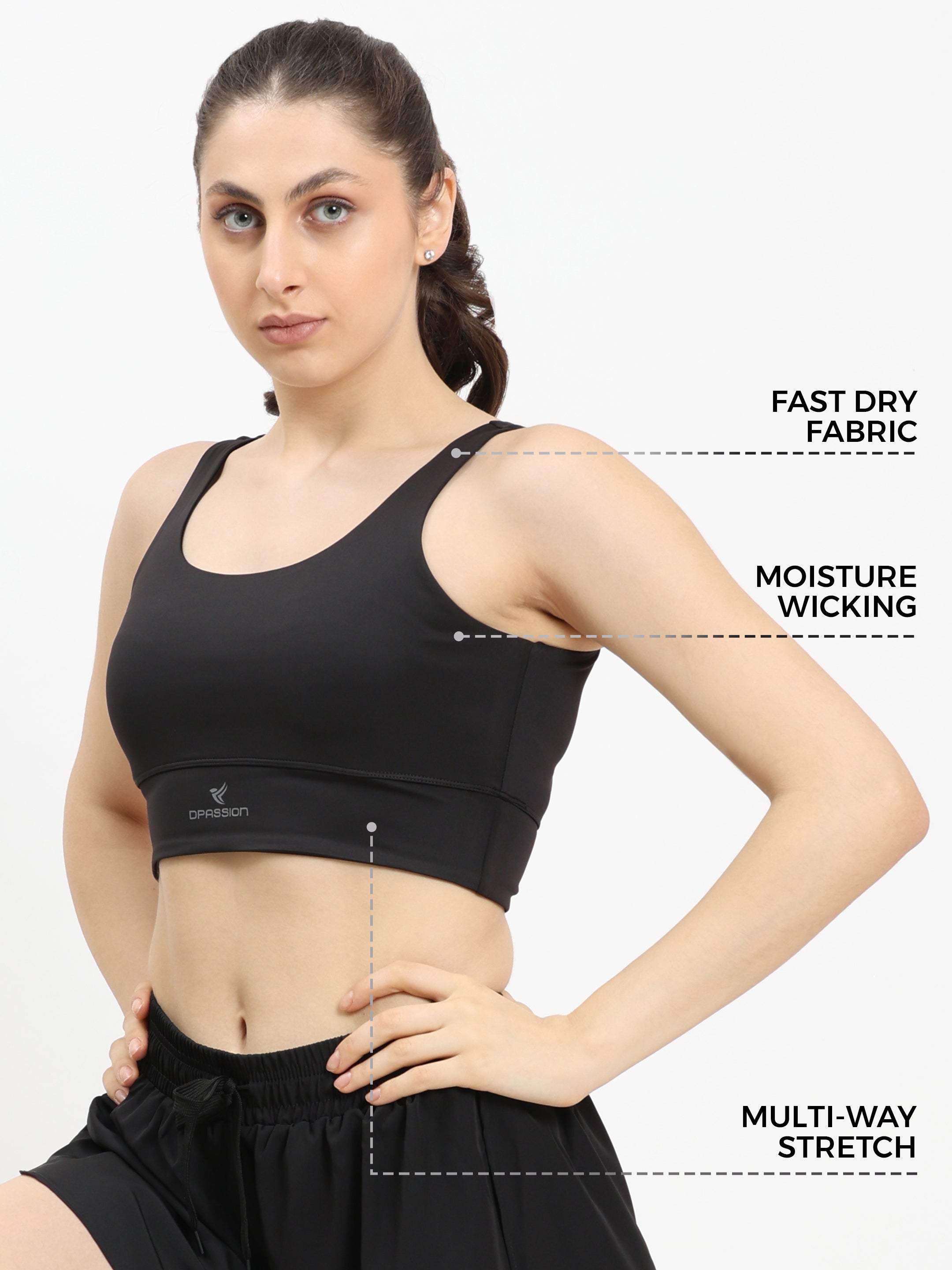 4 Way Lycra 250 GSM Cut-Out Sports Bra