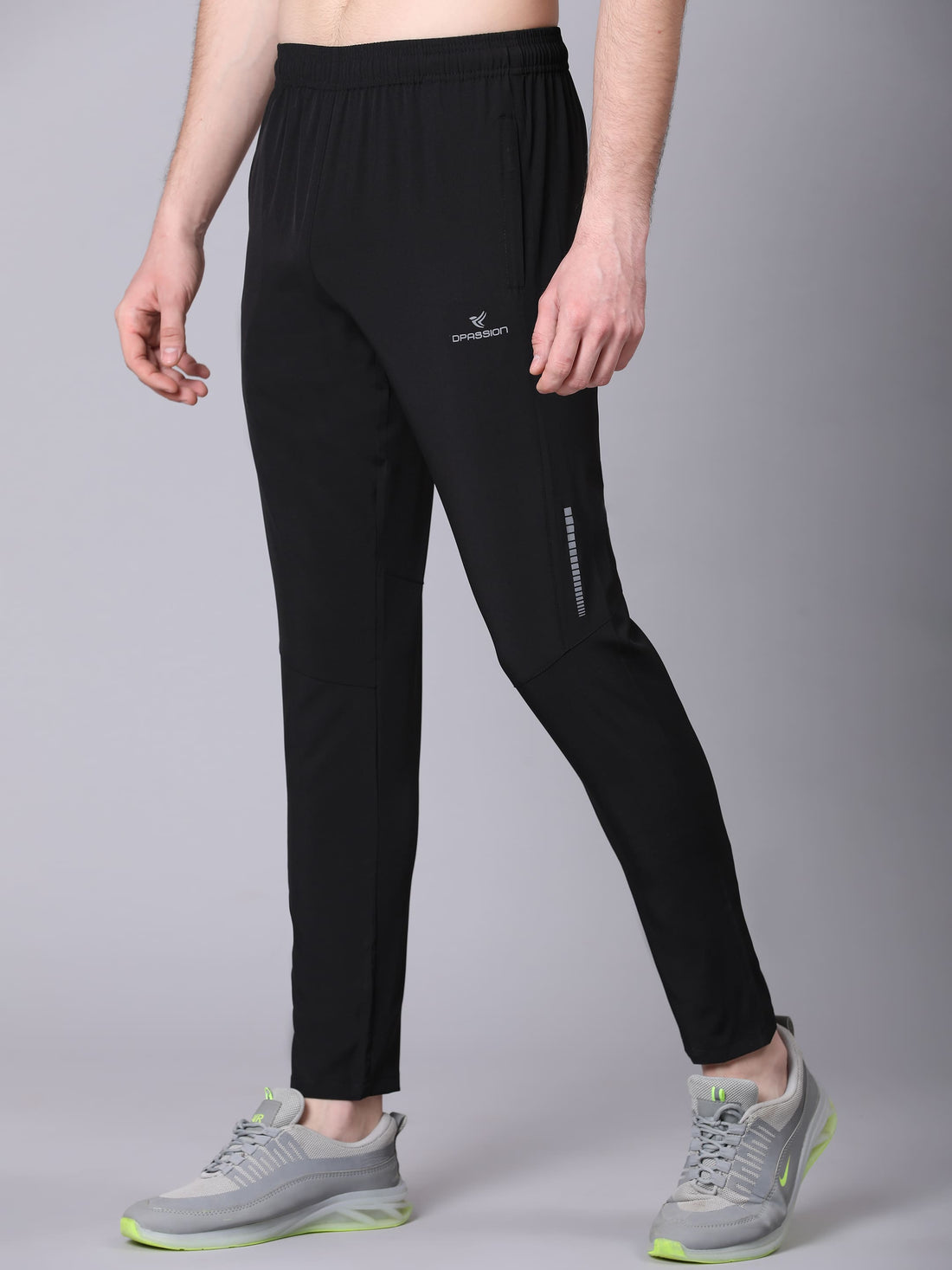Dpassion Men Black Slim Fit Track Pants Stretch Gym Running Activewear - Dpassion