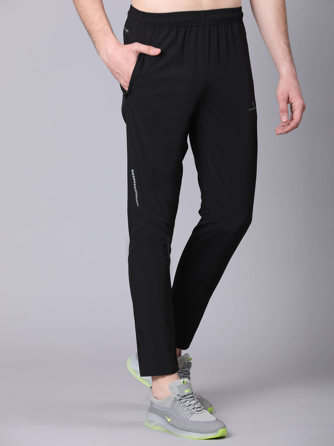 Dpassion Men Black Slim Fit Track Pants Stretch Gym Running Activewear - Dpassion
