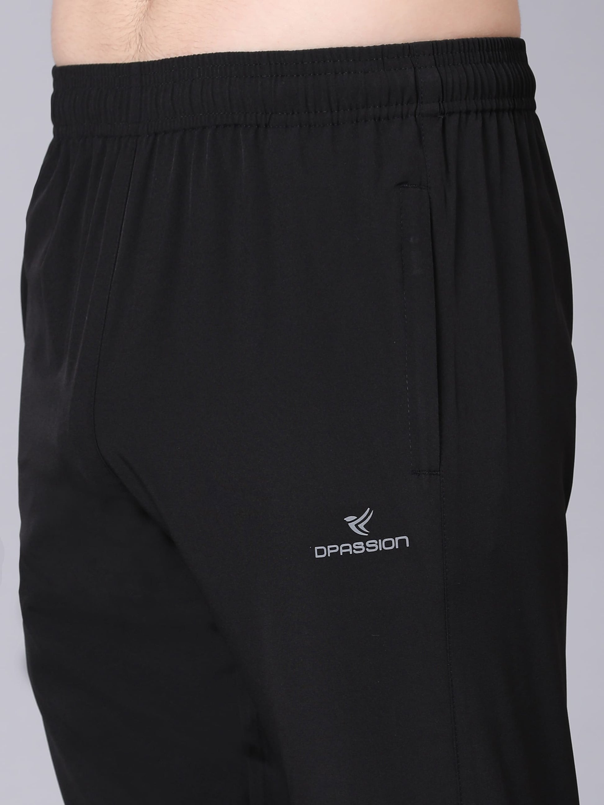 Dpassion Men Black Slim Fit Track Pants Stretch Gym Running Activewear - Dpassion