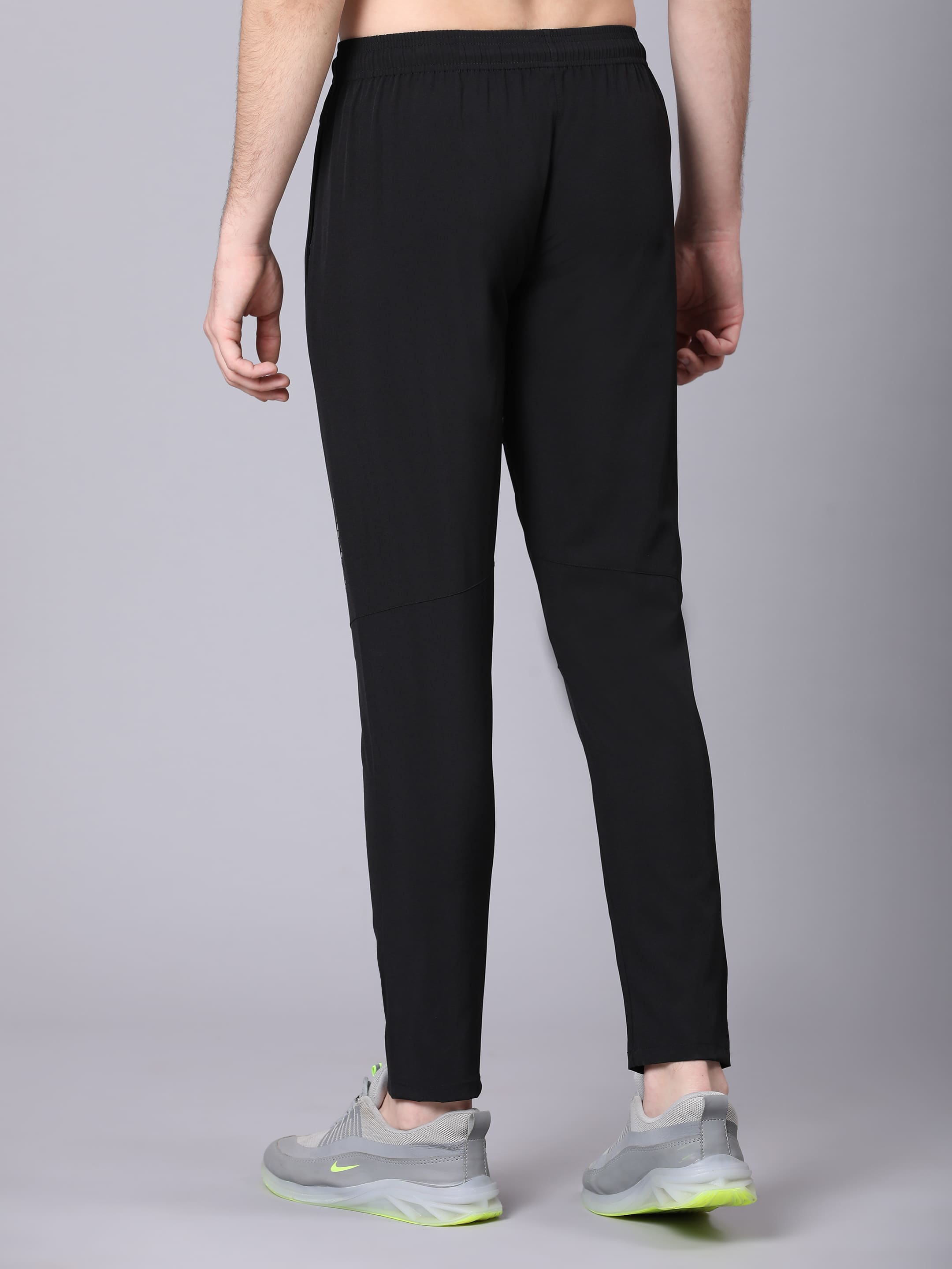 Dpassion Men Black Slim Fit Track Pants Stretch Gym Running Activewear - Dpassion