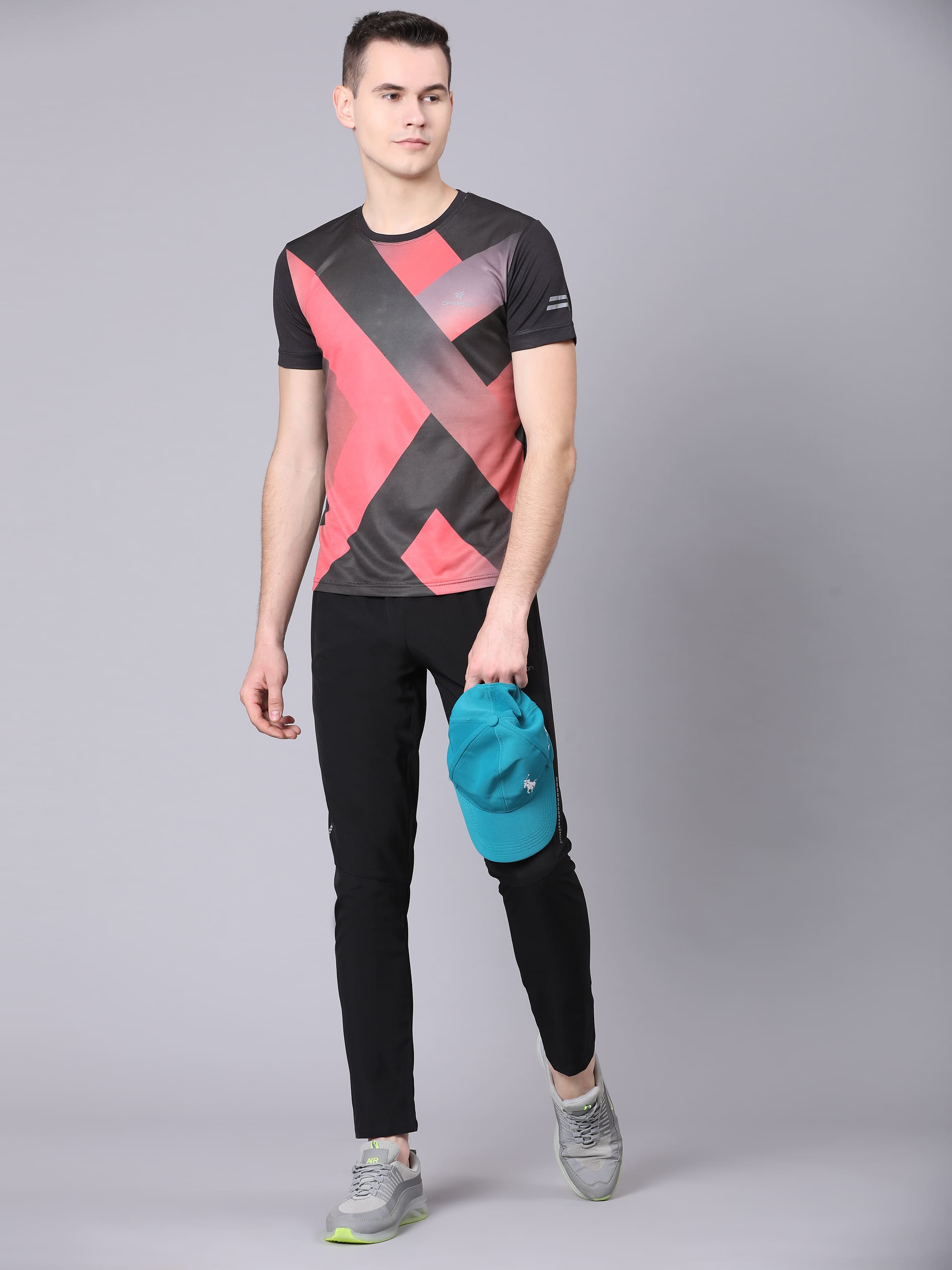 Dpassion Men Black Slim Fit Track Pants Stretch Gym Running Activewear - Dpassion