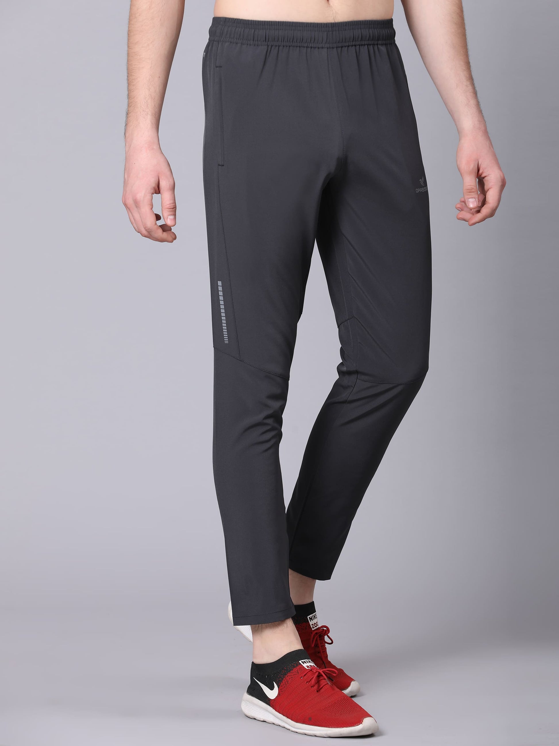 Dpassion Men Grey Slim Fit Track Pants Stretch Gym Running Activewear - Dpassion
