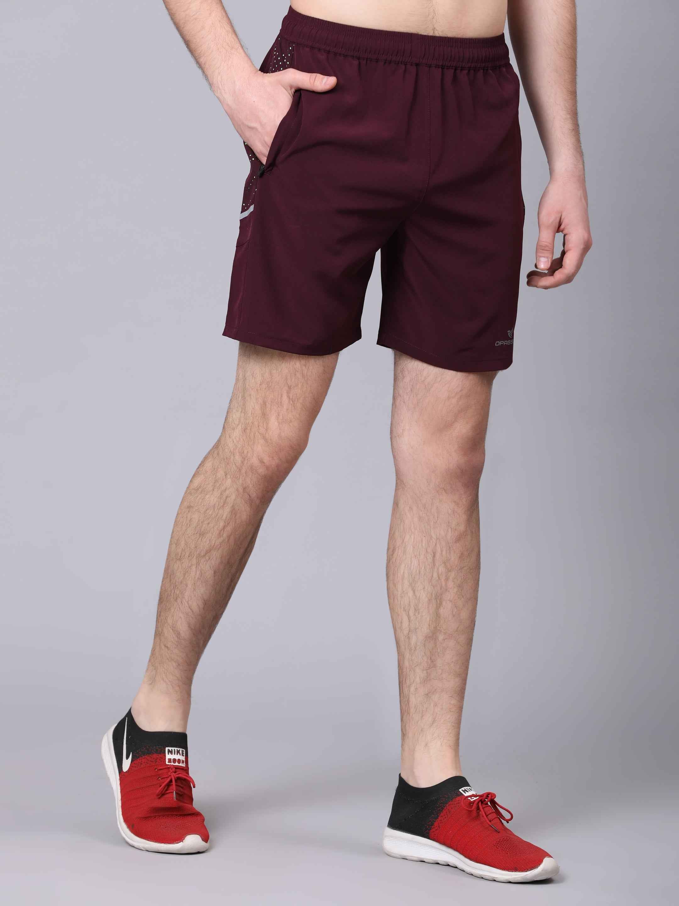 Dpassion Maroon Performance Training Shorts Mens Premium Activewear