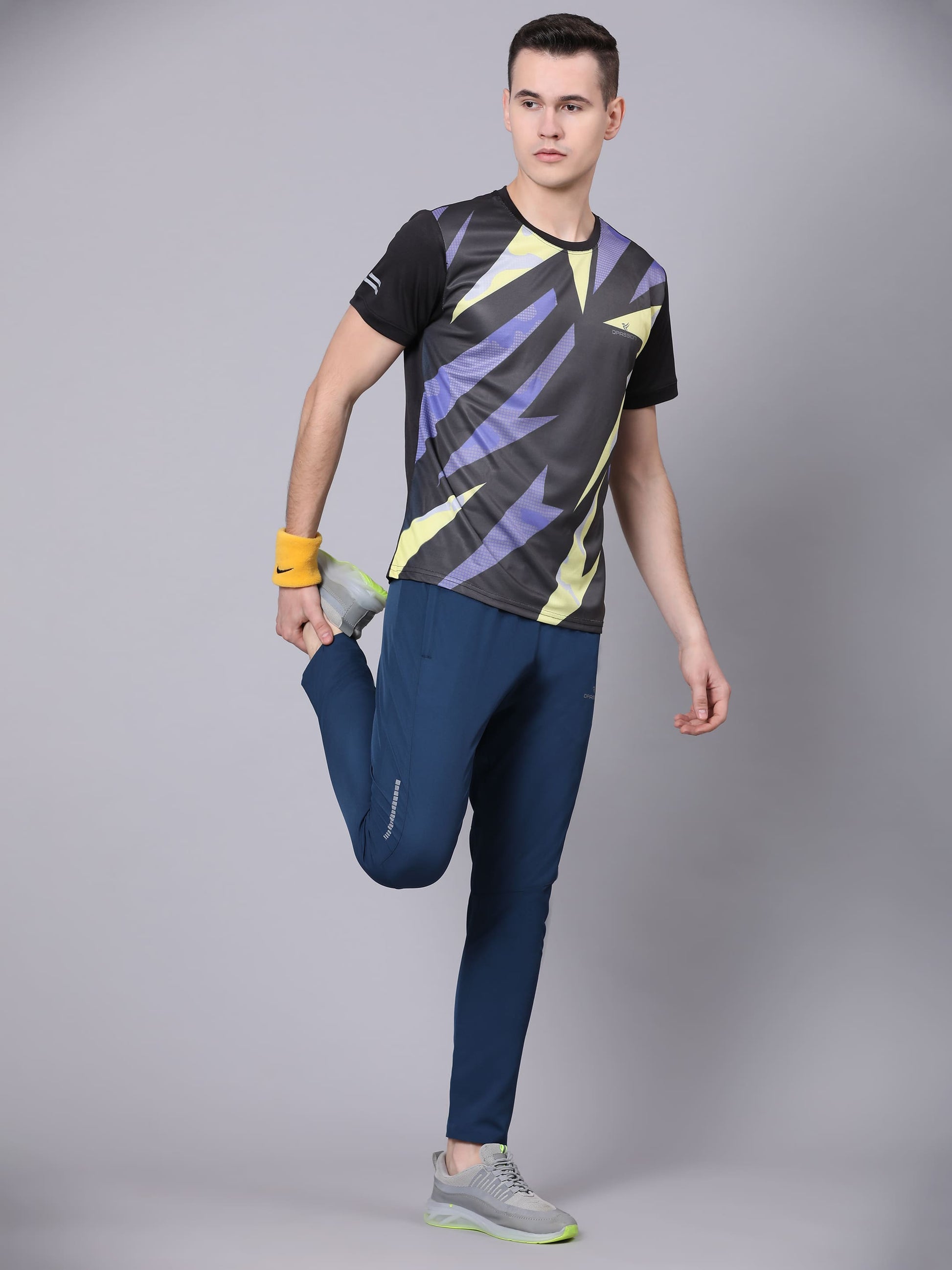 Dpassion Men Slim Fit Tapered Track Pants | Teal Blue Solid - Dpassion