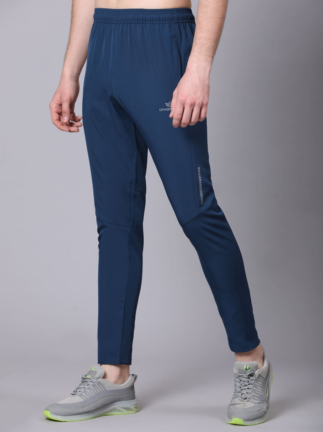 Dpassion Men Slim Fit Tapered Track Pants | Teal Blue Solid