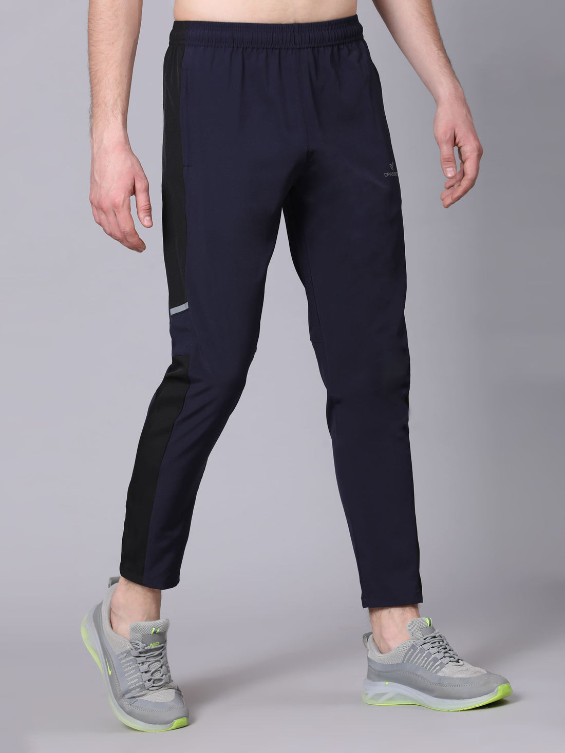 Dpassion Men Navy Panel Track Pants Slim Fit Gym Running Activewear - Dpassion