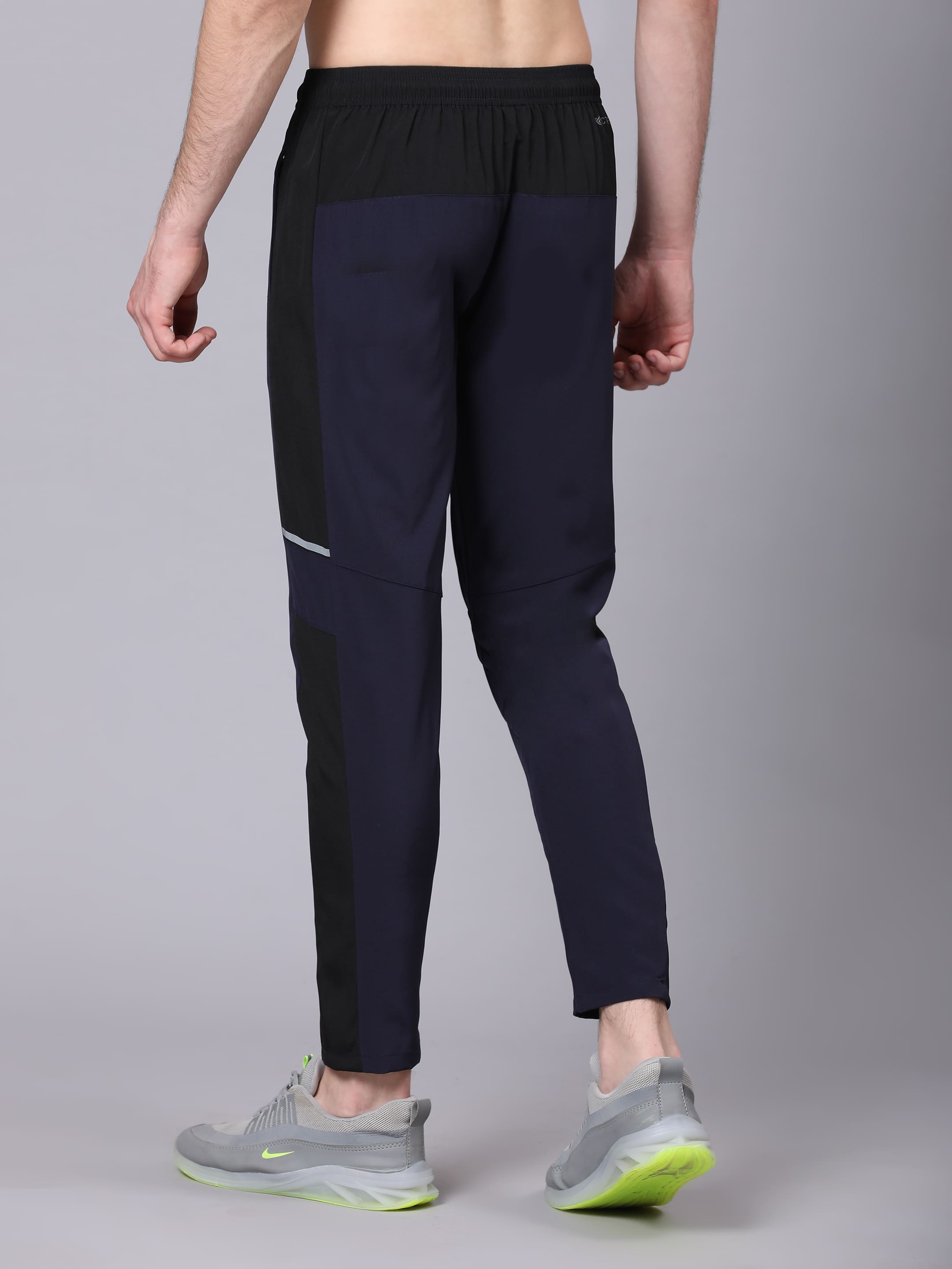 Dpassion Men Navy Panel Track Pants Slim Fit Gym Running Activewear - Dpassion