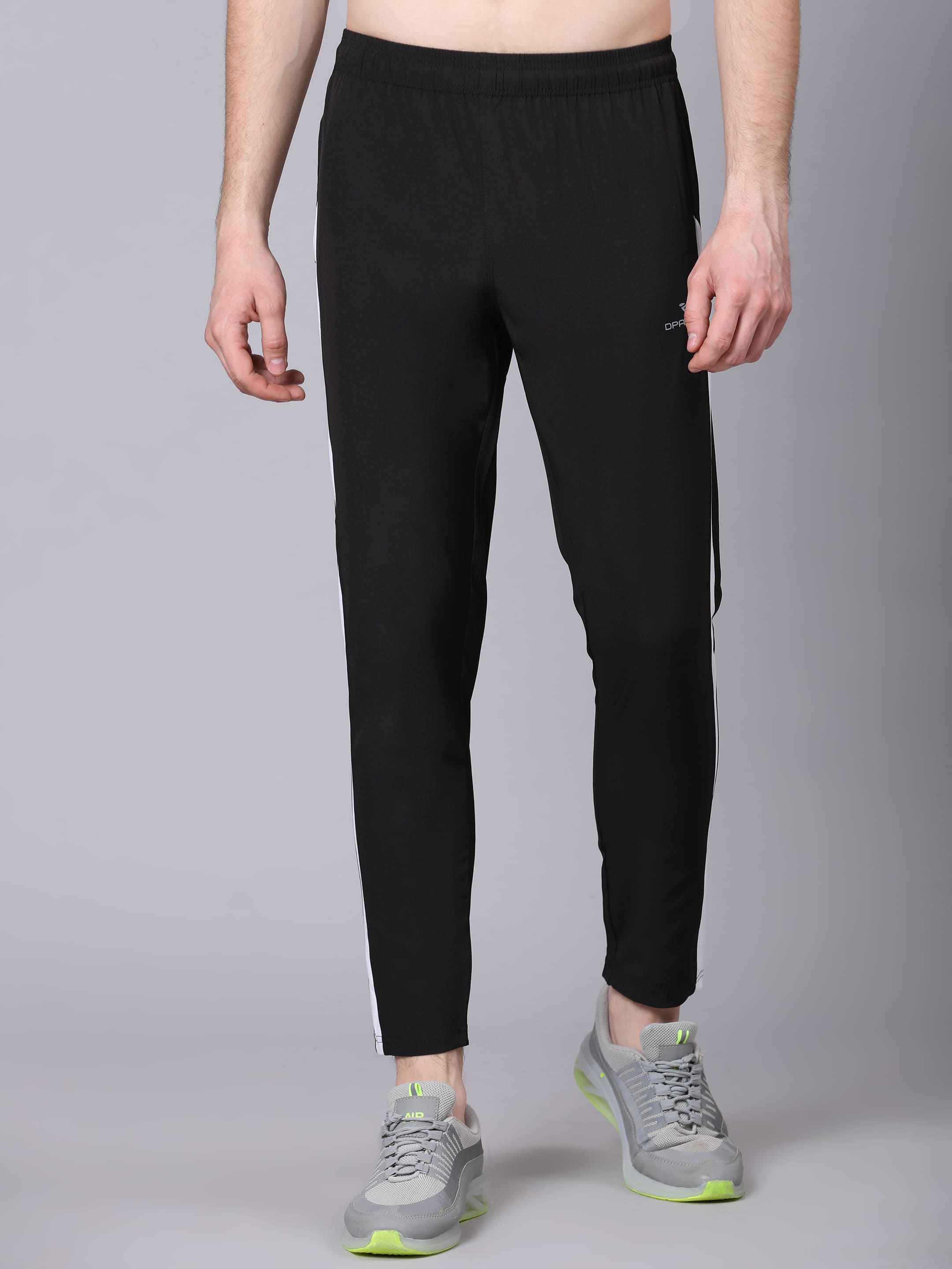 Dpassion Men Slim Fit Black Track Pants with Side Stripe Activewear - Dpassion