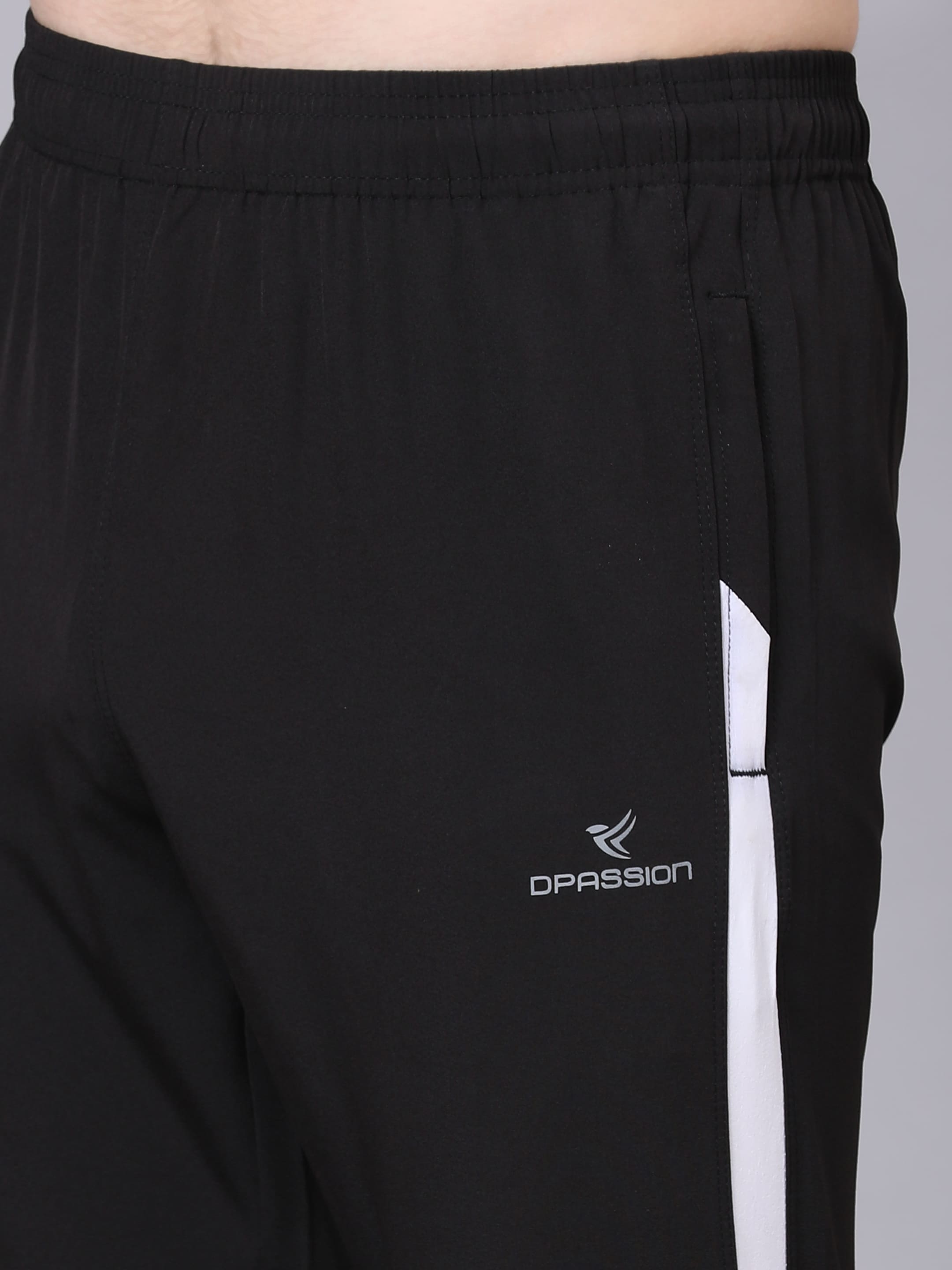 Dpassion Men Slim Fit Black Track Pants with Side Stripe Activewear - Dpassion