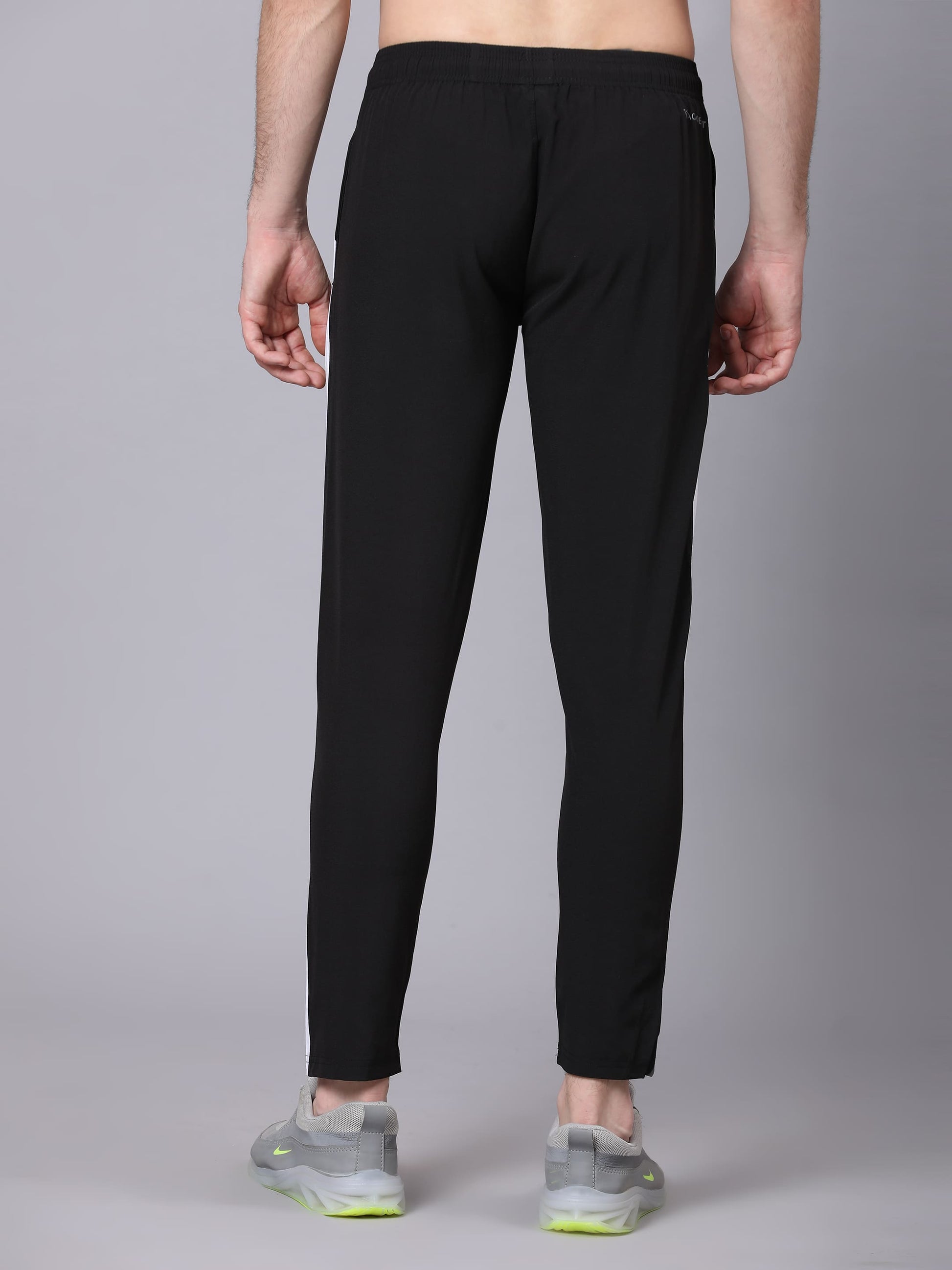 Dpassion Men Slim Fit Black Track Pants with Side Stripe Activewear - Dpassion