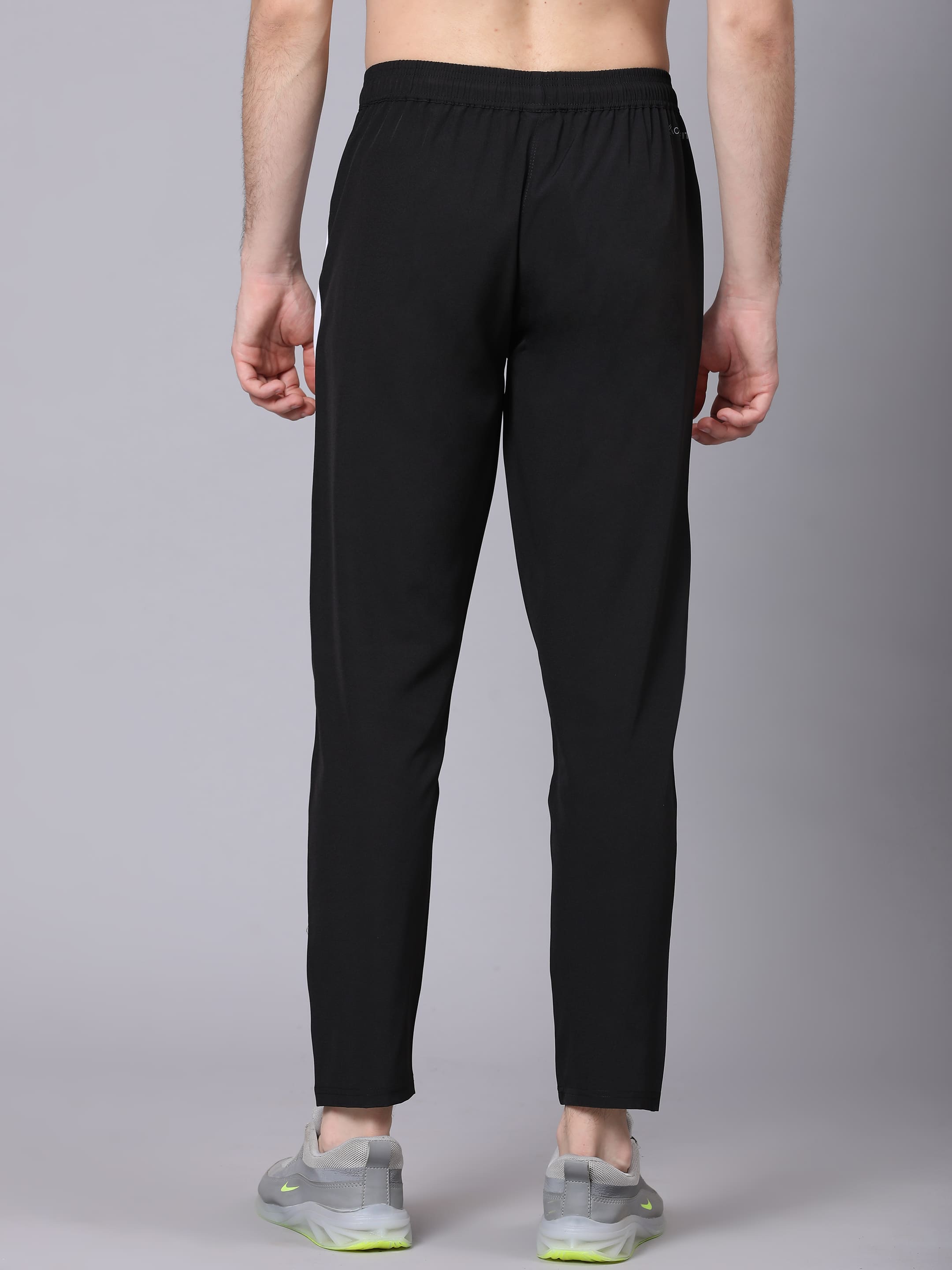 Dpassion Men Slim Fit Black Track Pants with White Stripe Activewear - Dpassion