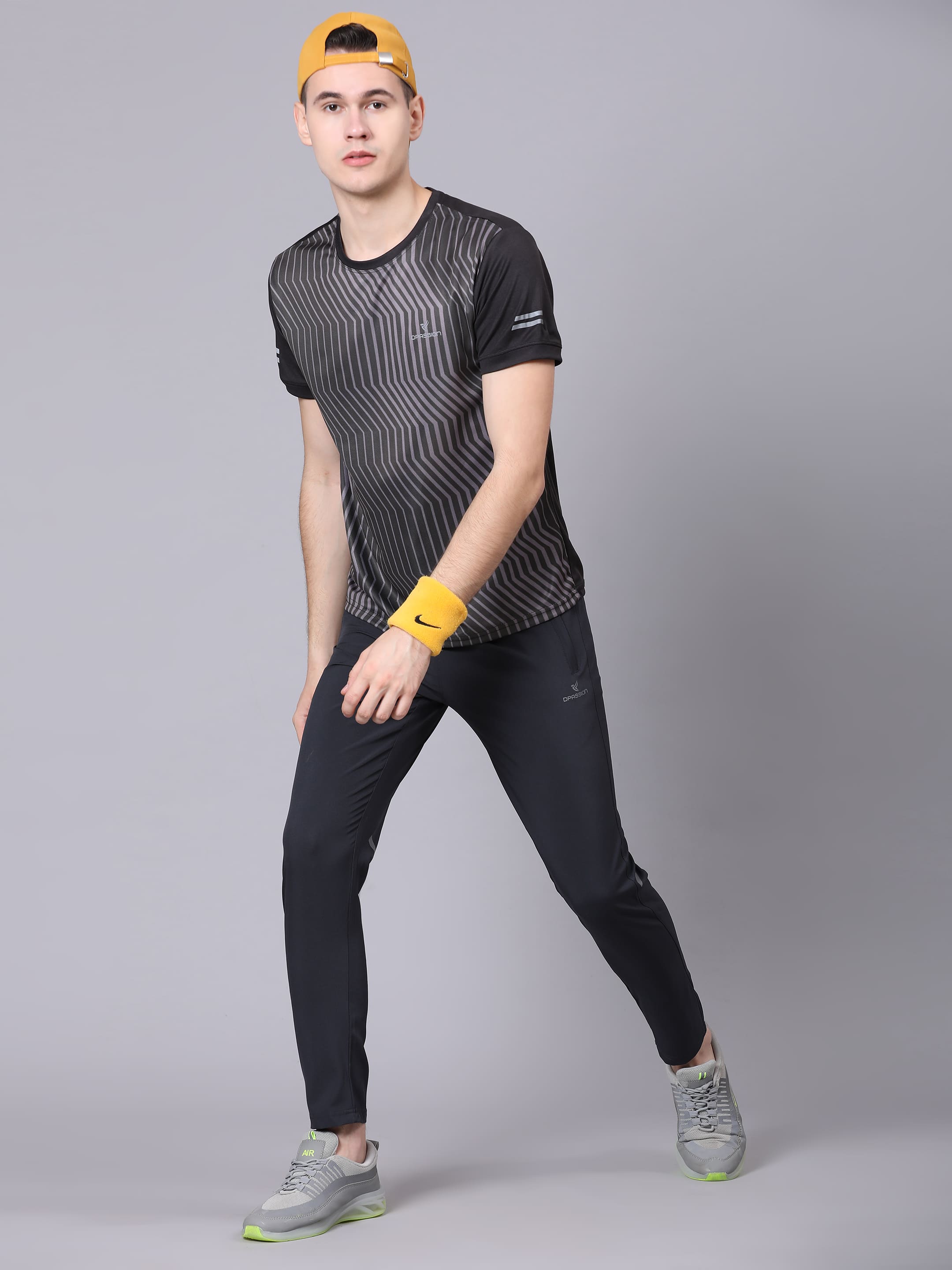 Dpassion Men Slim Fit Charcoal Grey Track Pants Gym Running Activewear - Dpassion