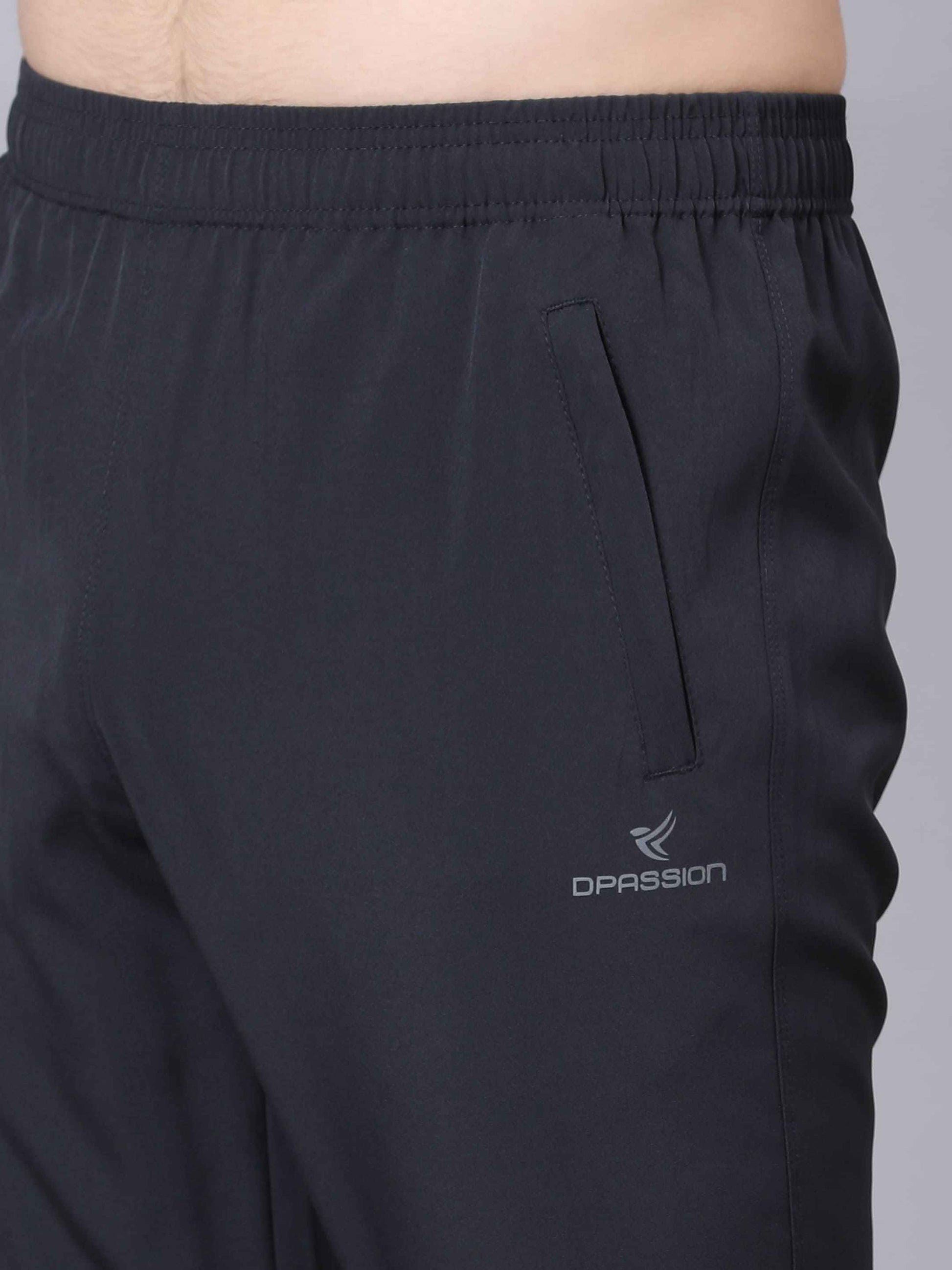 Dpassion Men's Charcoal Grey Track Pants Slim Fit Gym Running Activewear