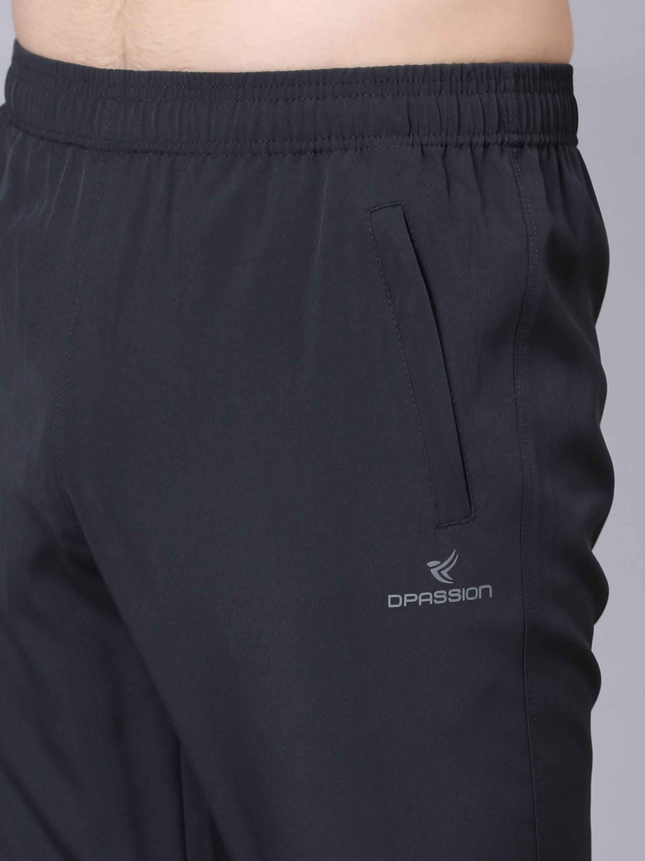 Dpassion Men's Charcoal Grey Track Pants Slim Fit Gym Running Activewear