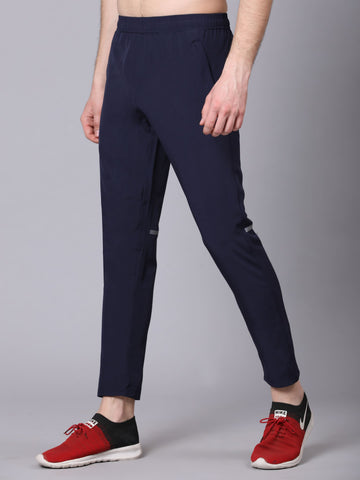 Dpassion Men Slim Fit Navy Blue Track Pants Activewear Gym Training Wear - Dpassion