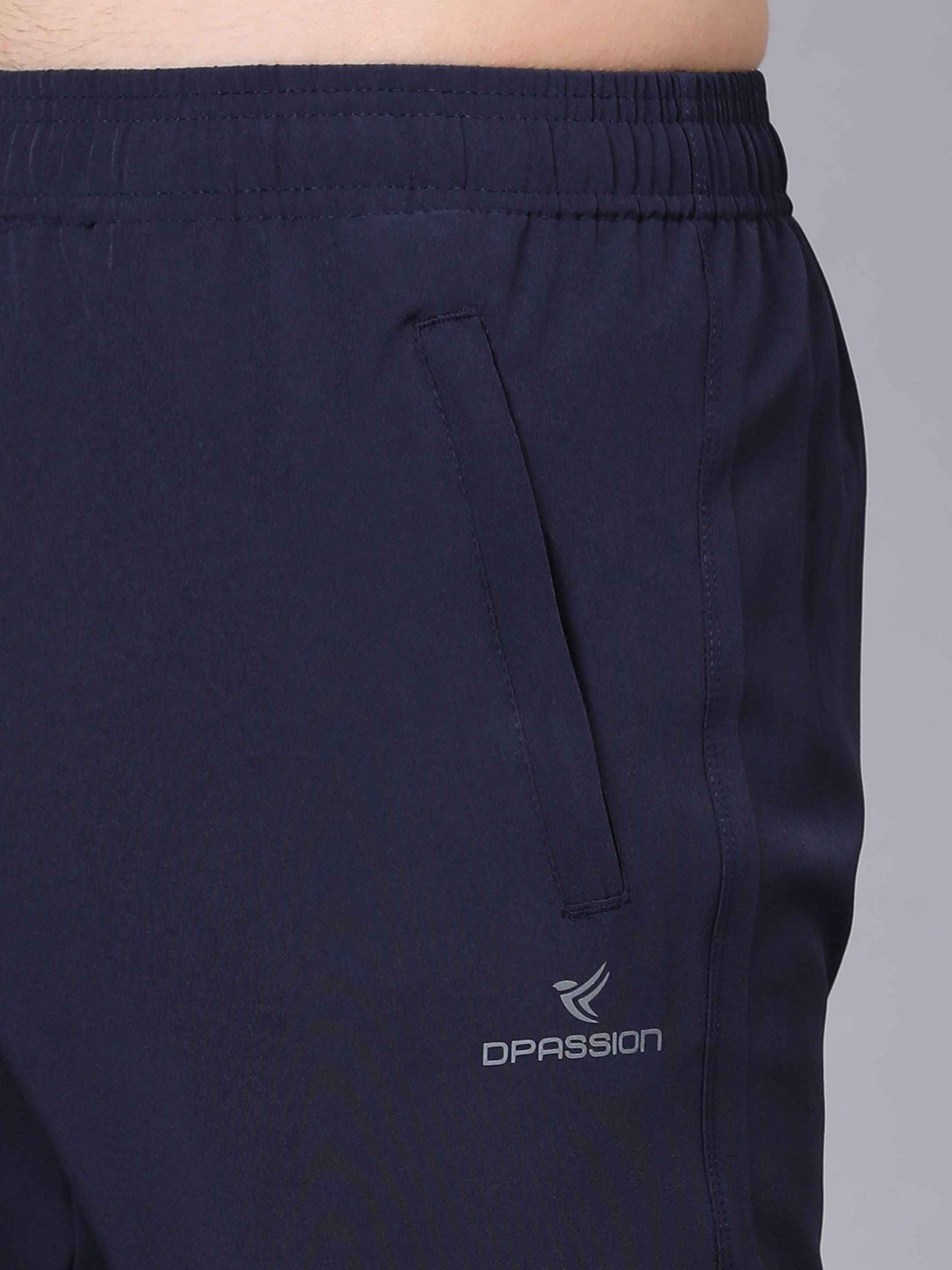 Dpassion Men Slim Fit Navy Blue Track Pants for Activewear and Gym Training