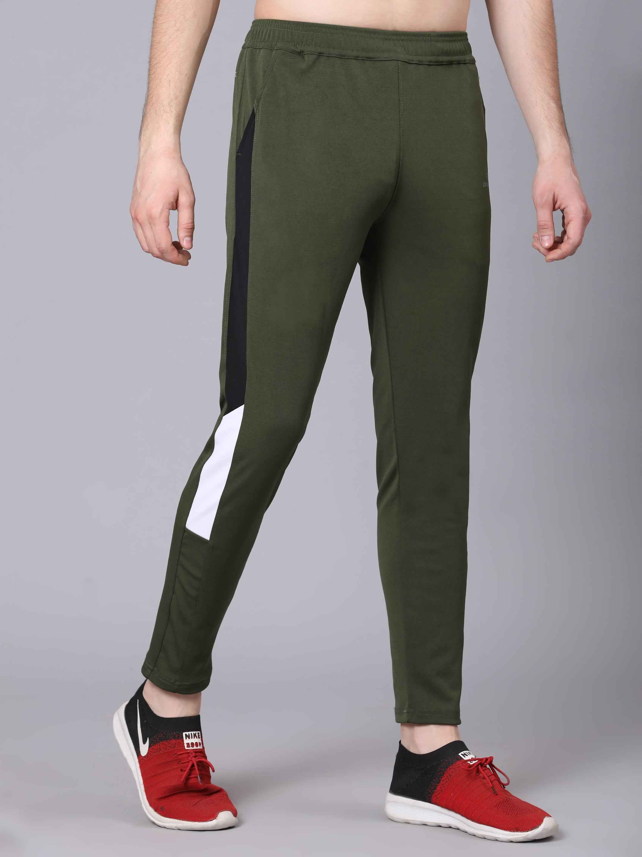 Dpassion Men Slim Fit Gym Trackpants Workout Running Activewear Olive Green