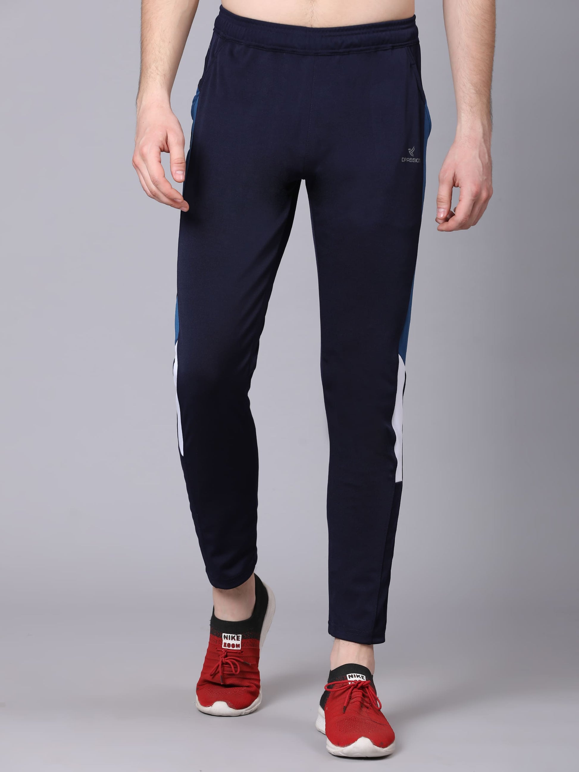 Dpassion Men Slim Fit Gym Trackpants Running Workout Activewear Navy - Dpassion
