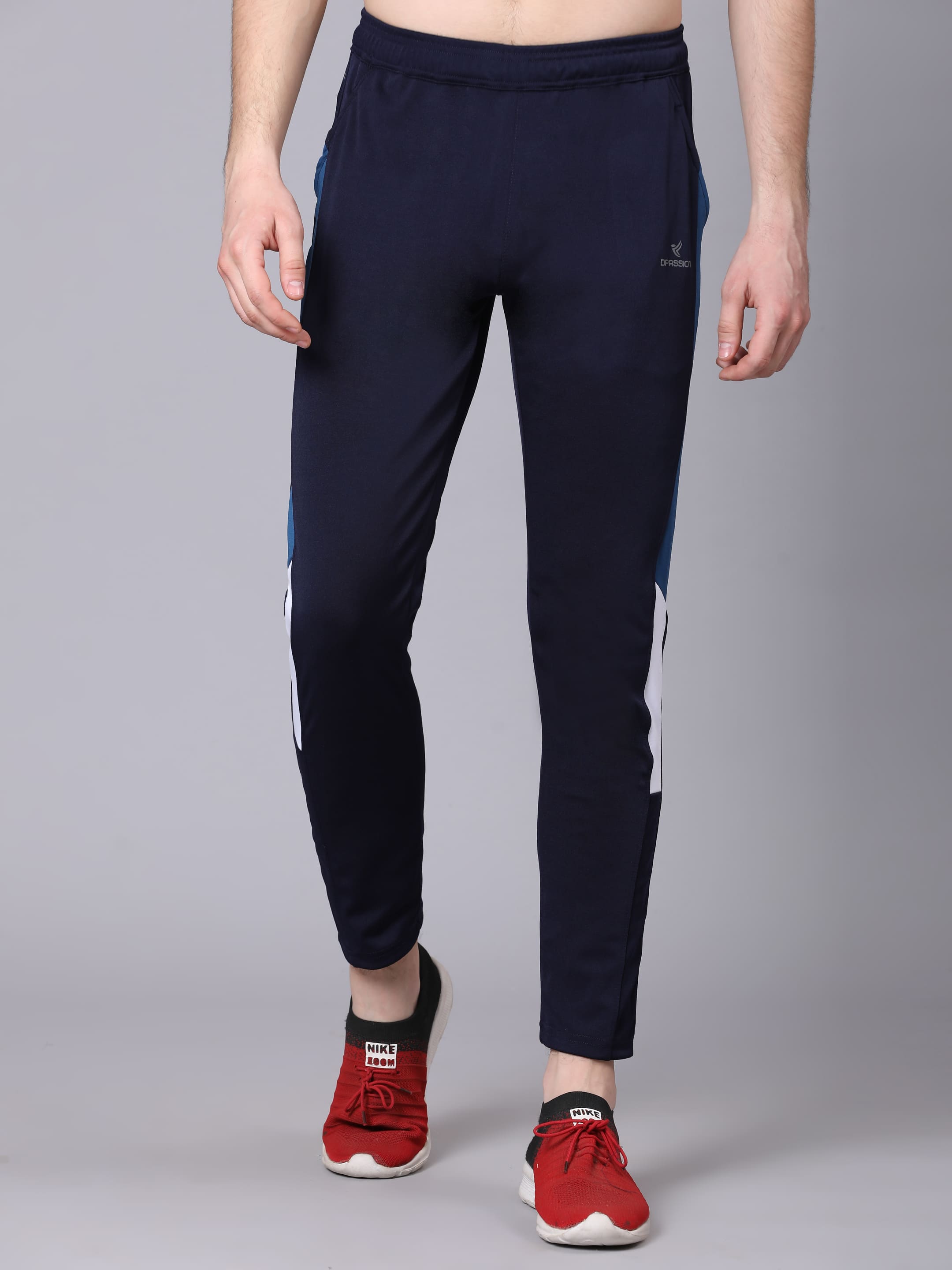 Dpassion Men Slim Fit Gym Trackpants Running Workout Activewear Navy - Dpassion