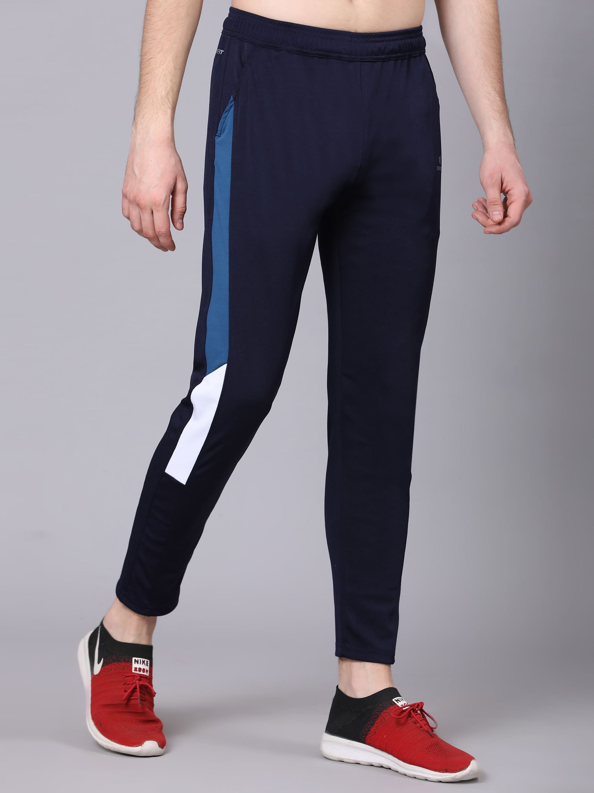 Dpassion Men Slim Fit Gym Trackpants Running Workout Activewear Navy - Dpassion