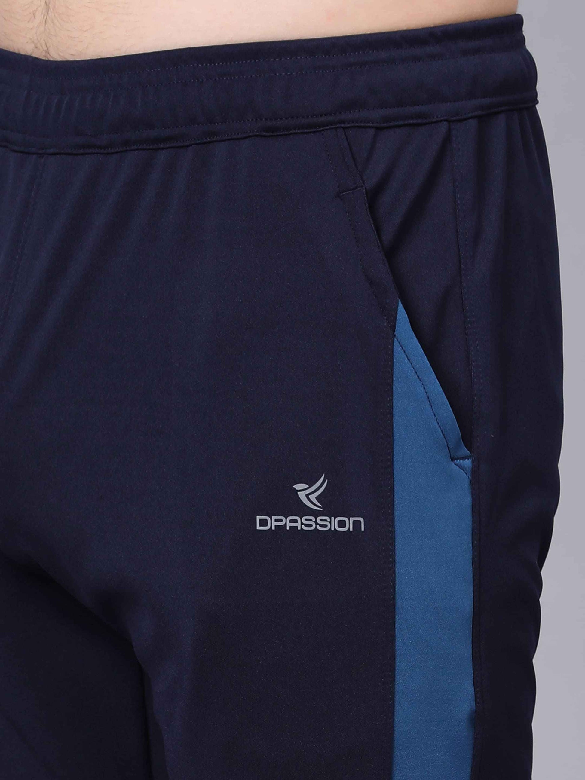 Dpassion Men Slim Fit Gym Trackpants Running Workout Activewear Navy