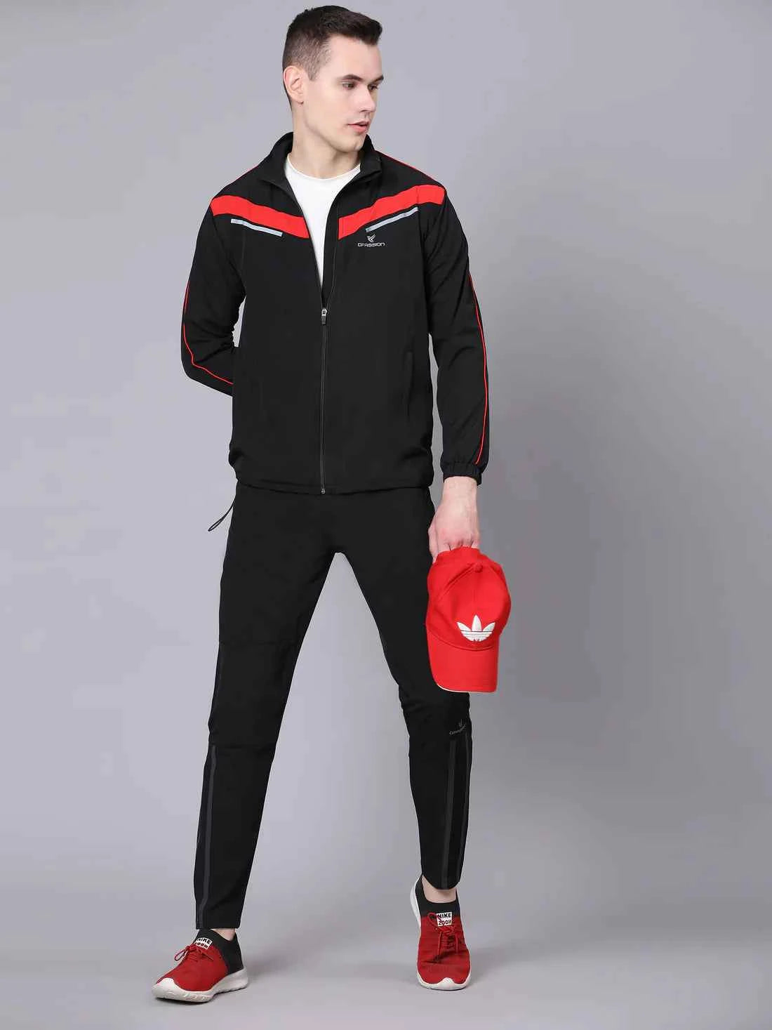 Dpassion Men Black Slim Fit Training Trackpants | 4-Way Stretch Gym Pants | Active Performance Wear