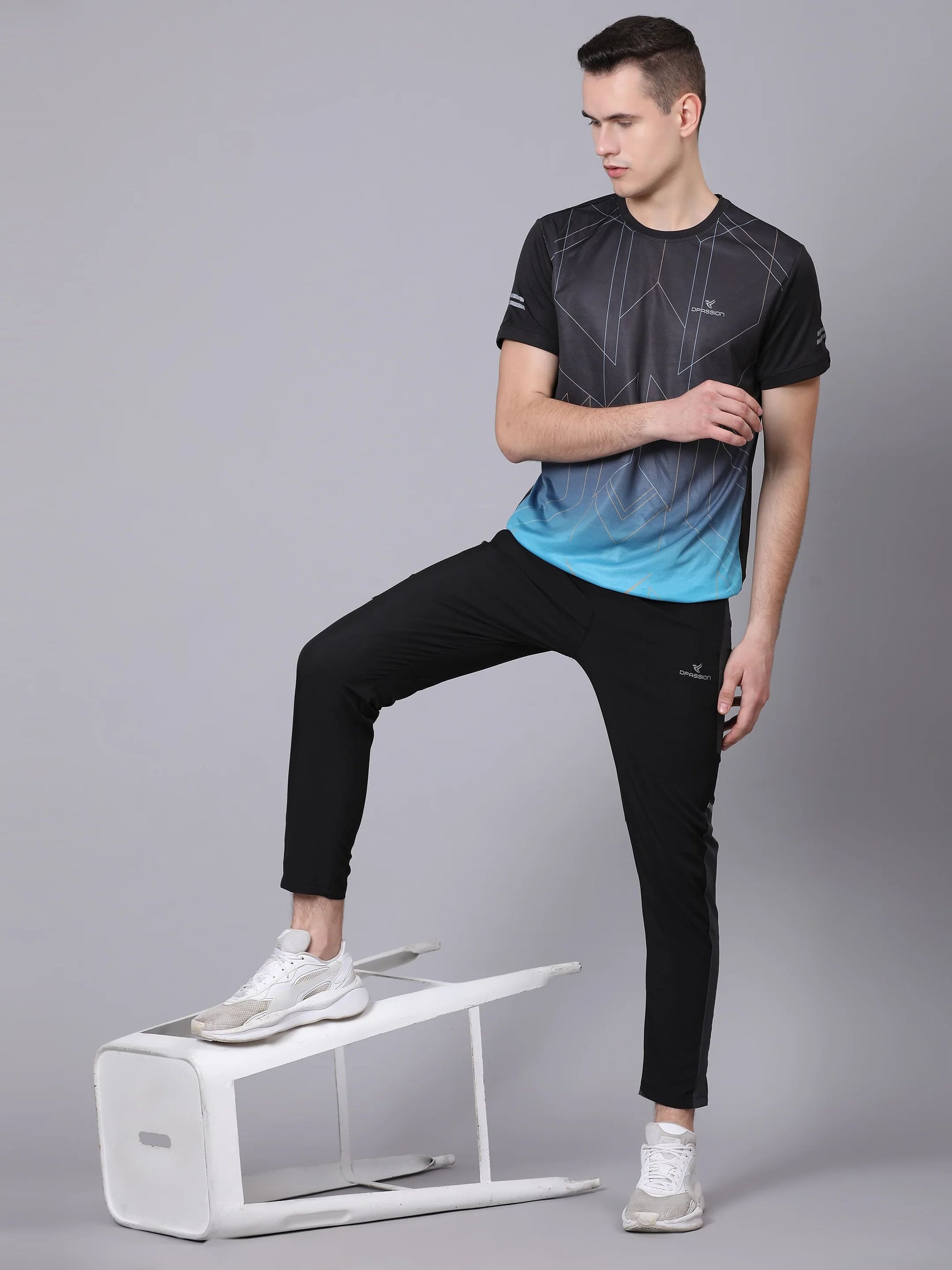 Dpassion Men Black Slim Fit Track Pants Gym Running Activewear - Dpassion