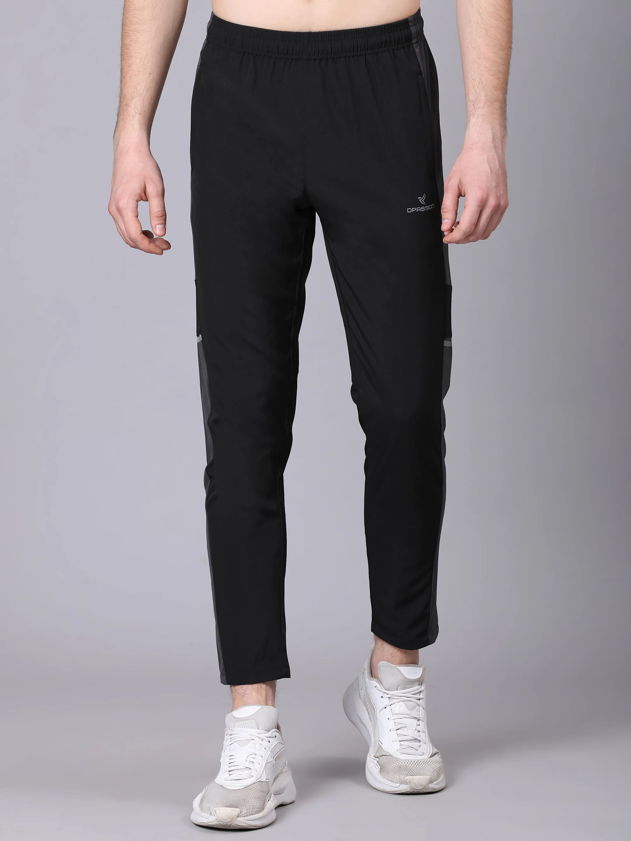 Dpassion Men Black Slim Fit Track Pants Gym Running Activewear - Dpassion