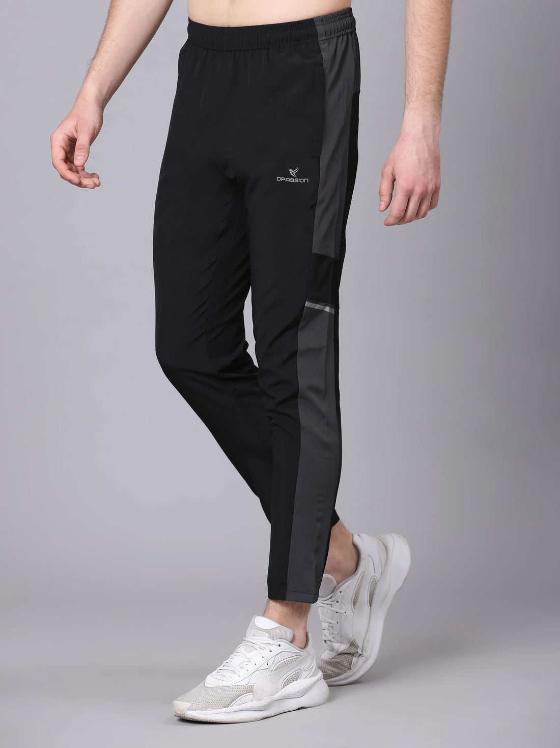 Dpassion Men Black Slim Fit Track Pants Gym Running Activewear - Dpassion