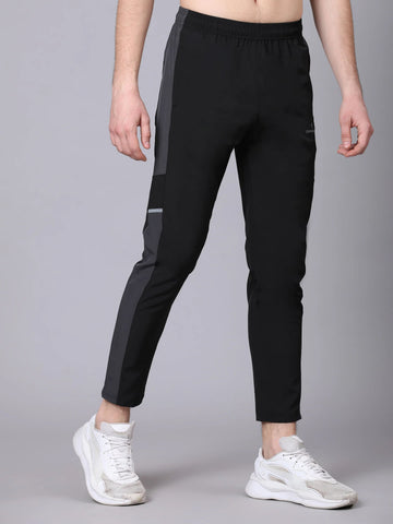 Dpassion Men Black Slim Fit Track Pants Gym Running Activewear - Dpassion