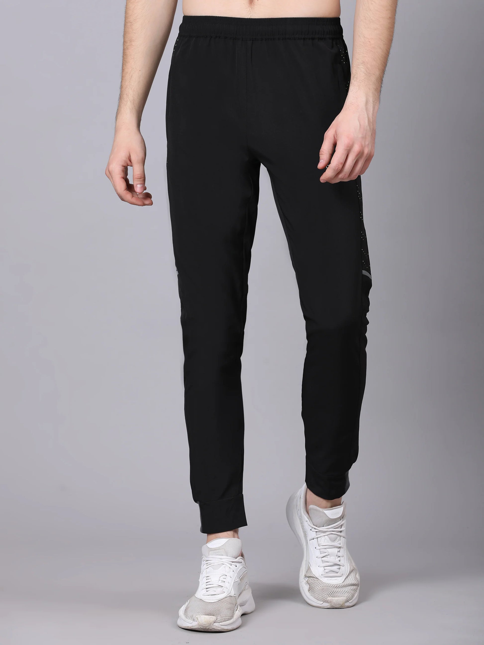 Dpassion Men Black Tapered Gym Trackpants Performance Activewear - Dpassion