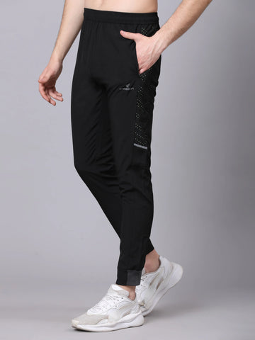 Dpassion Men Black Tapered Gym Trackpants Performance Activewear - Dpassion