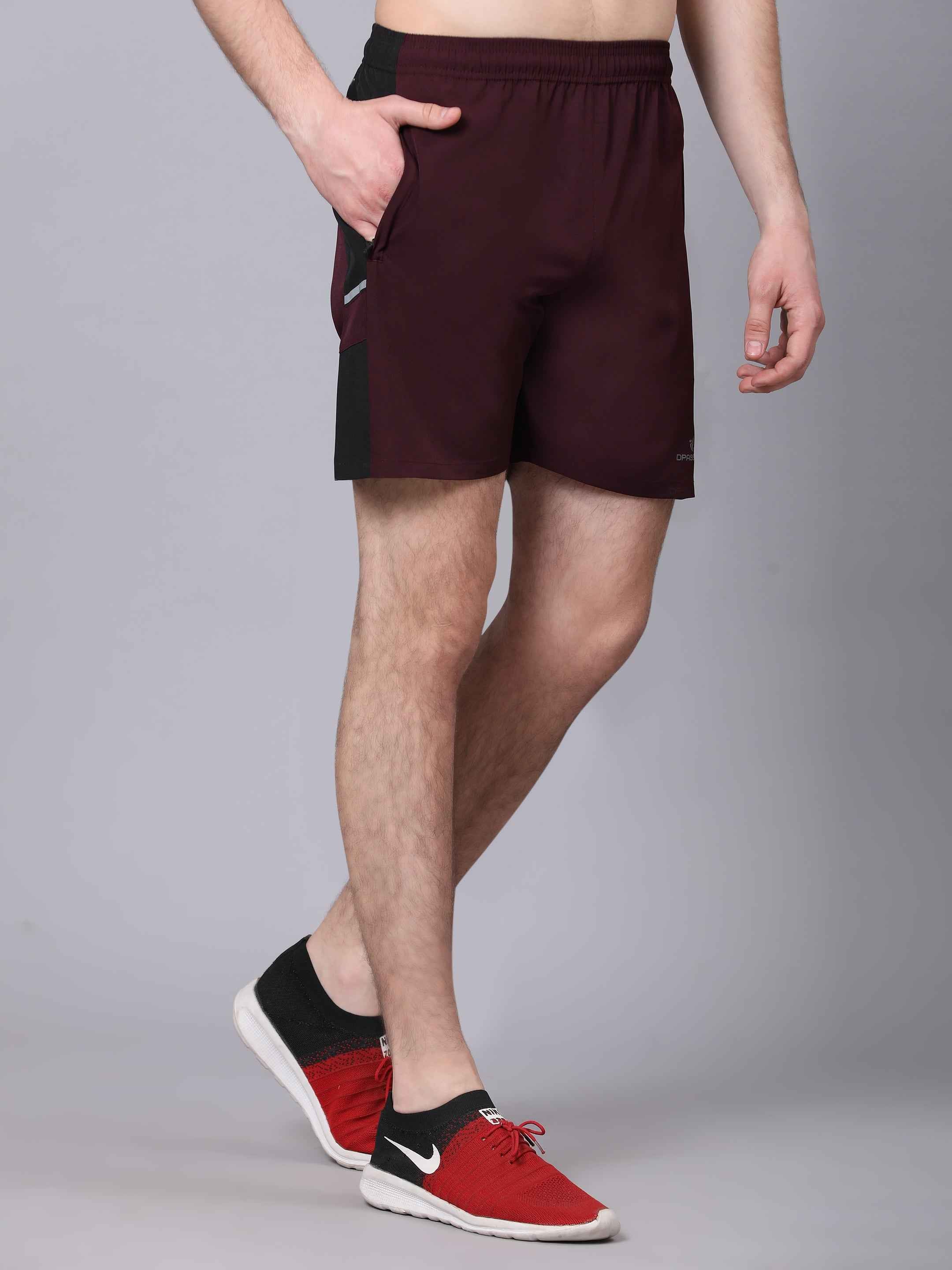 Dpassion Maroon Panel Training Shorts Premium Gym Performance Wear