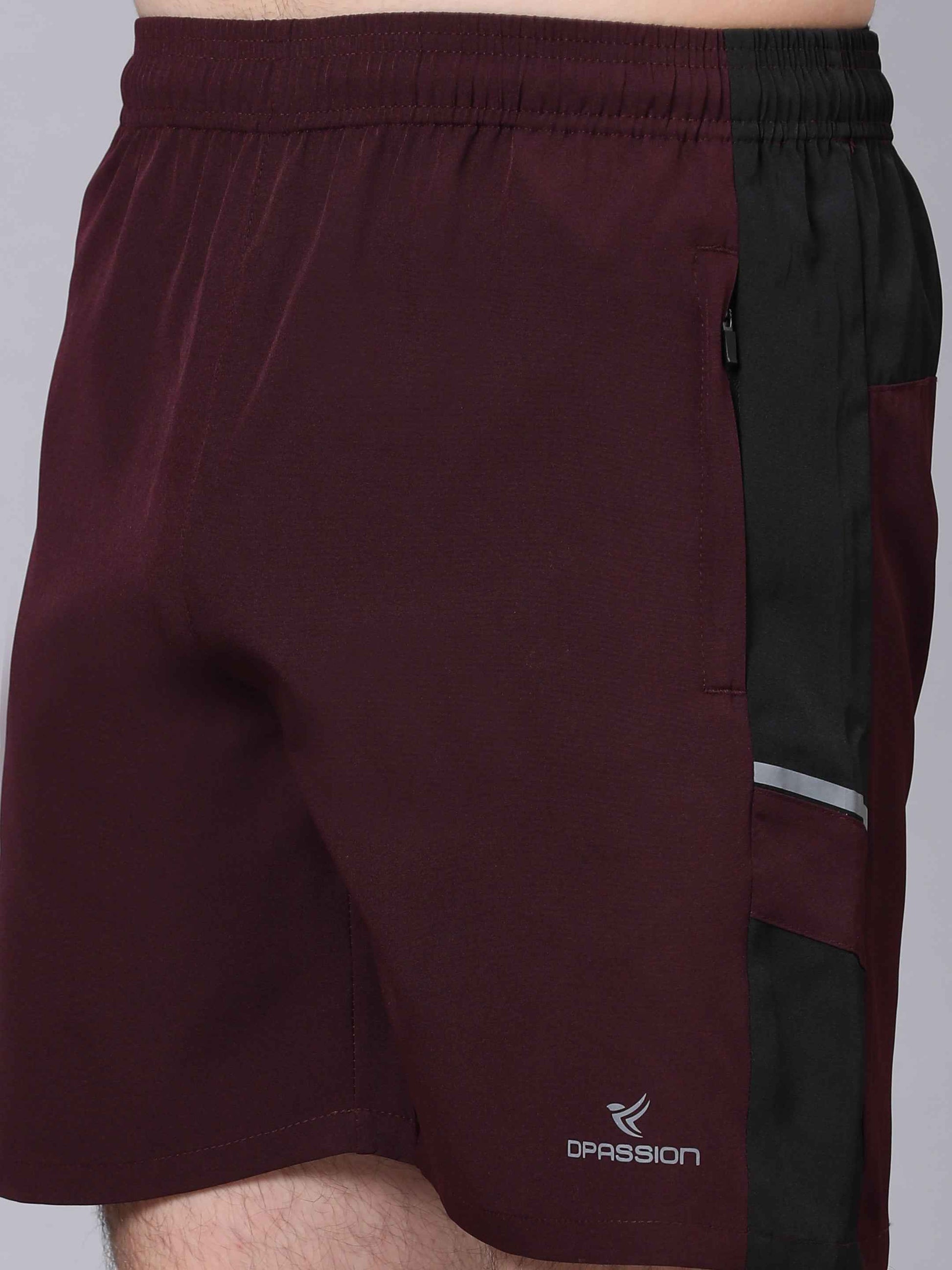 Dpassion Maroon Panel Training Shorts Premium Gym Performance Wear