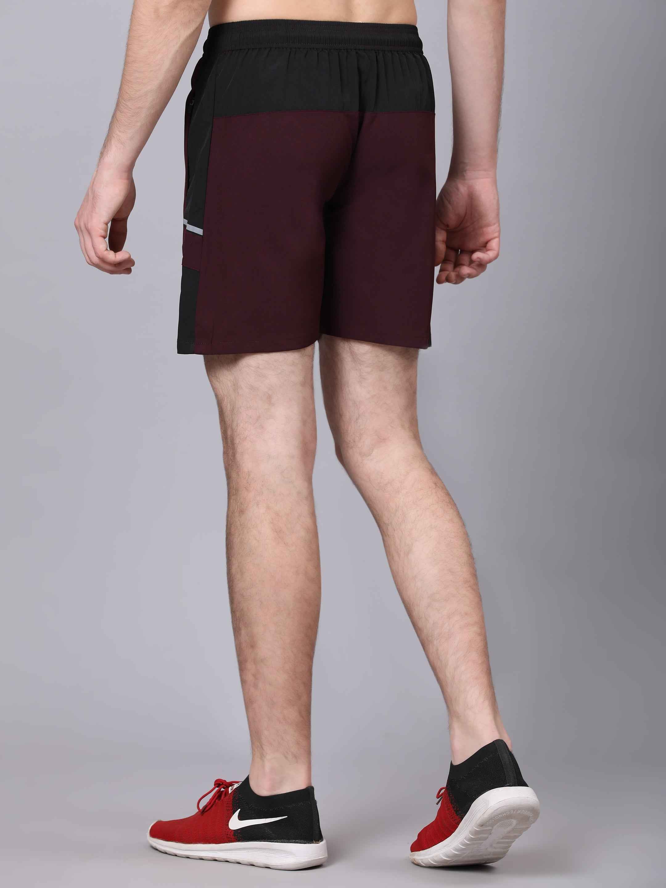Dpassion Maroon Panel Training Shorts Premium Gym Performance Wear