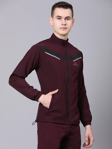 Dpassion Men Performance Training Jacket Maroon Lightweight Sportswear - Dpassion