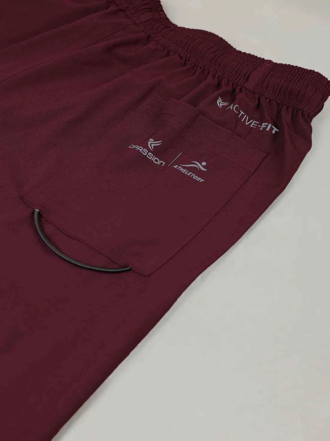 Dpassion Men Maroon Slim Fit Track Pants Reflective Gym Running Activewear