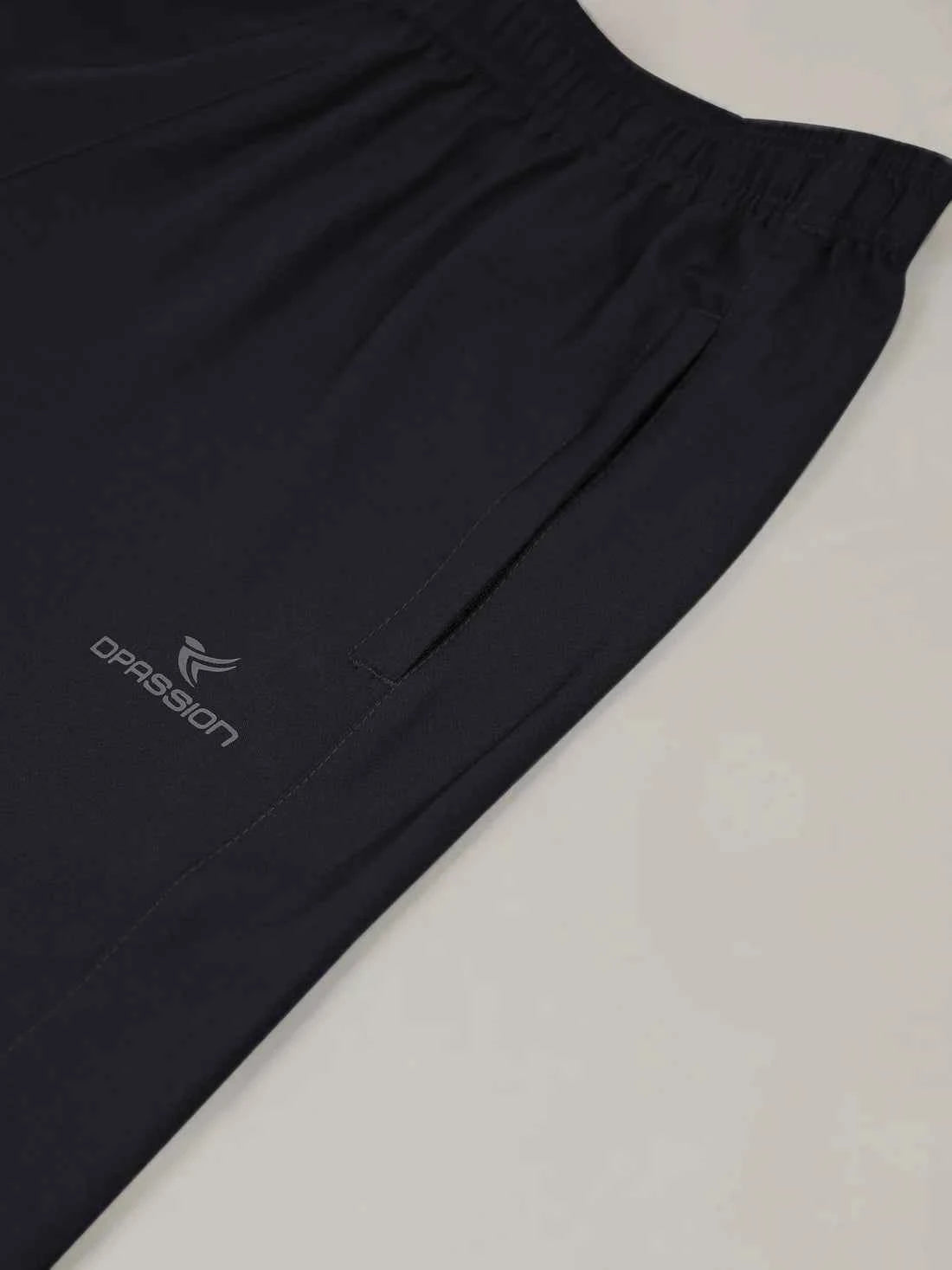 Dpassion Men Black Reflective Track Pants Slim Fit Gym Running Activewear