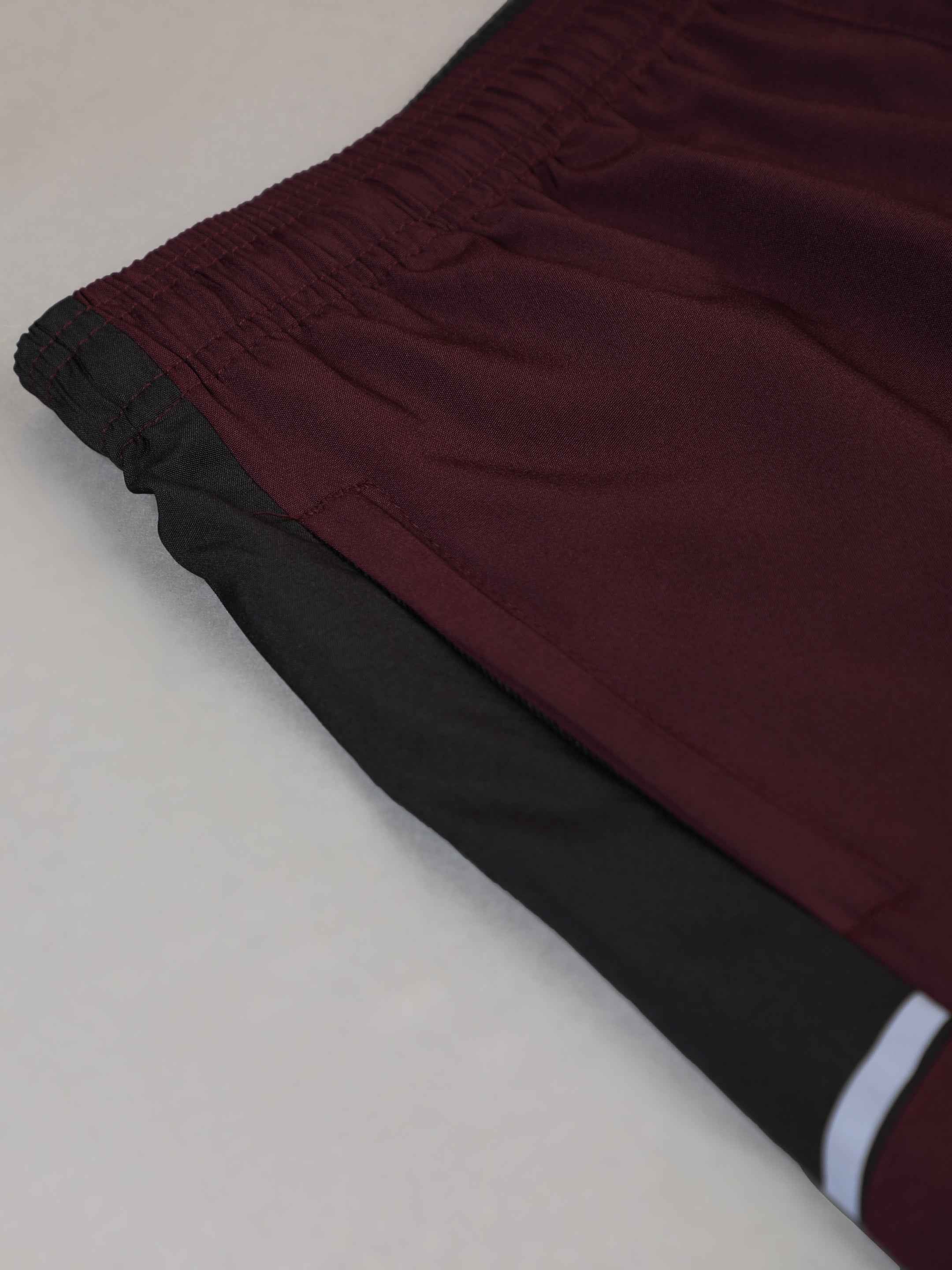 Dpassion Maroon Panel Training Shorts Premium Gym Performance Wear