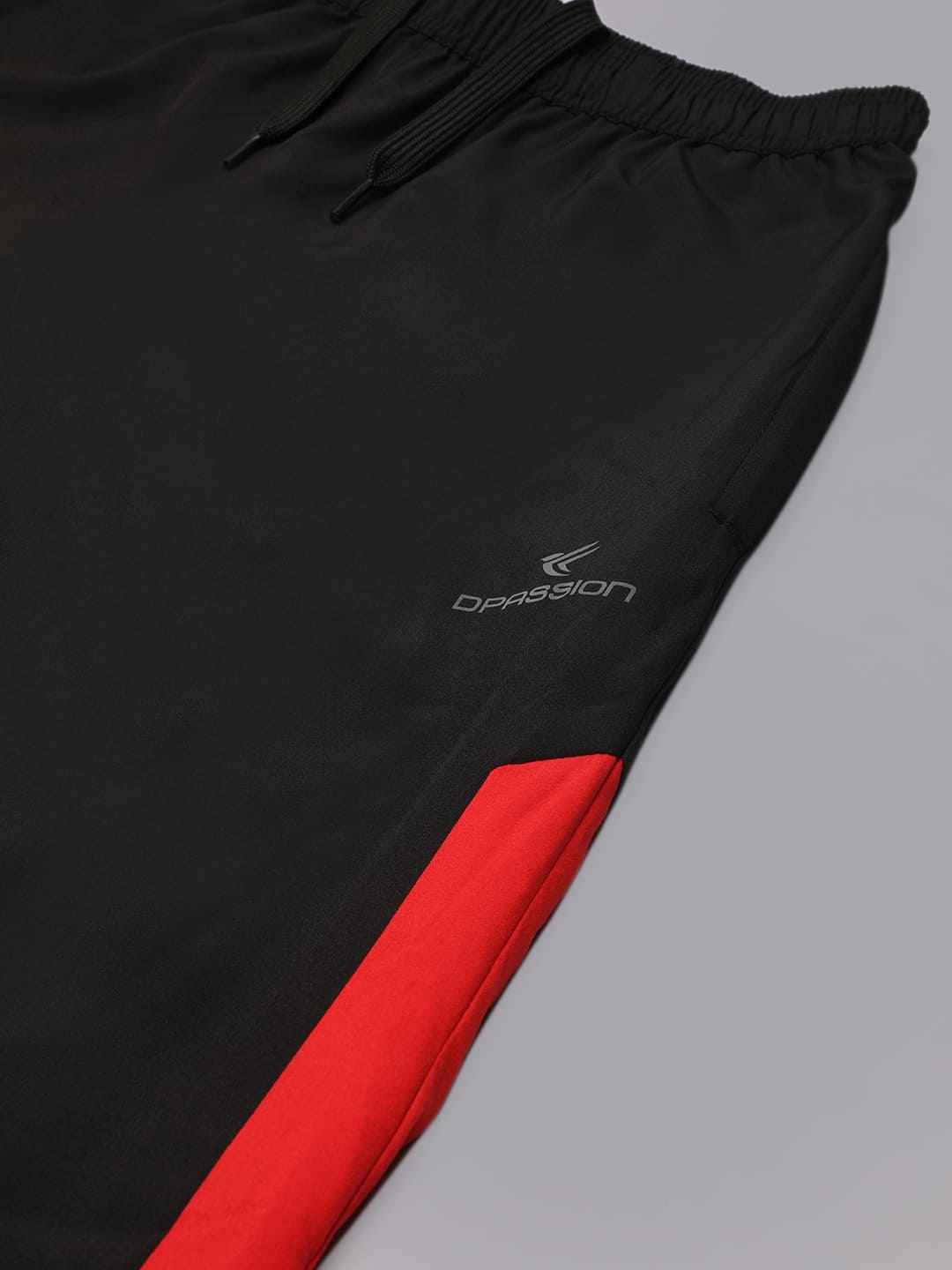 Dpassion Men Black Colorblock Track Pants - Slim Fit Gym Running Activewear