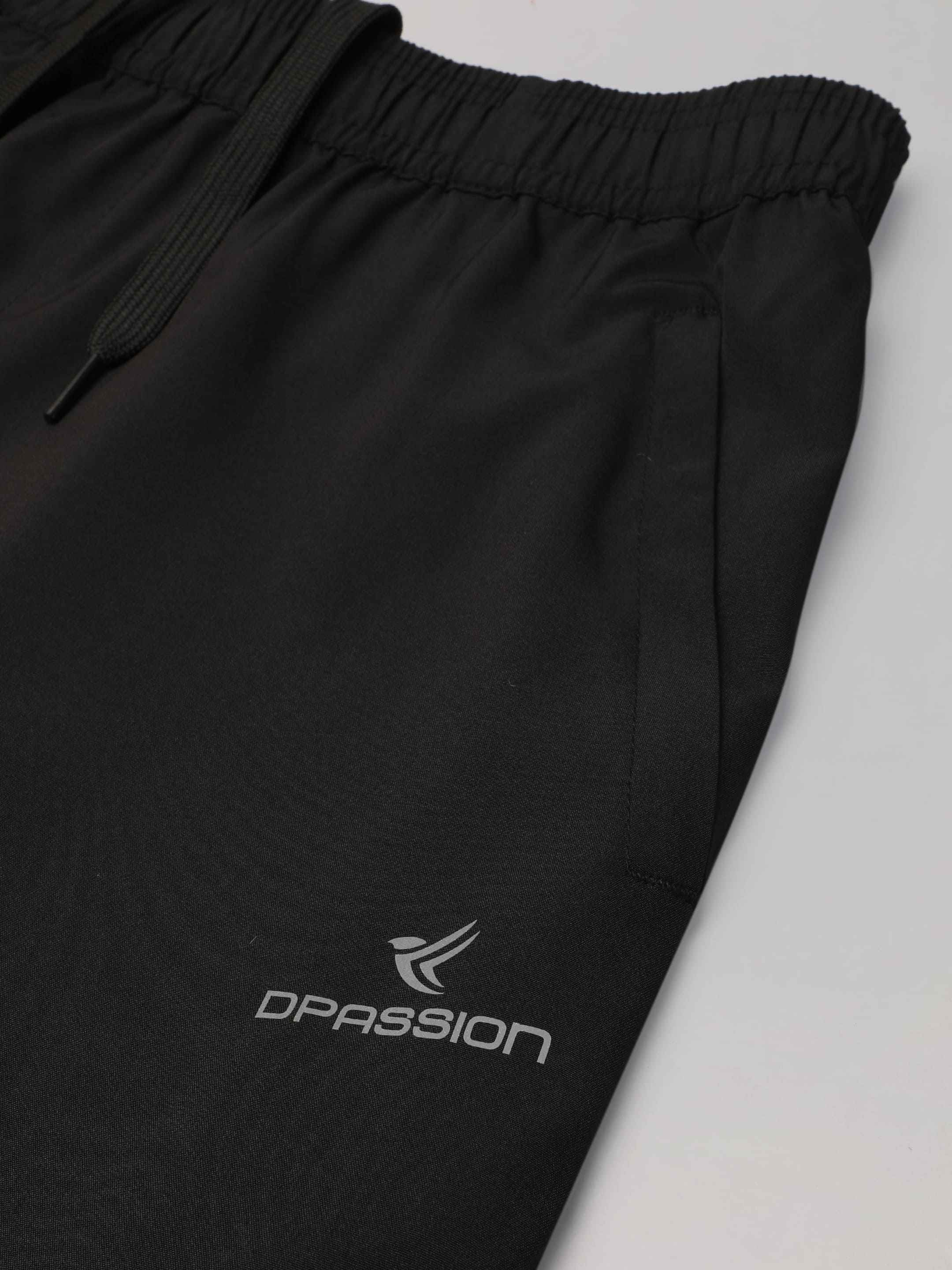Dpassion Black Slim Fit Track Pants for Men | Colorblock Gym Activewear