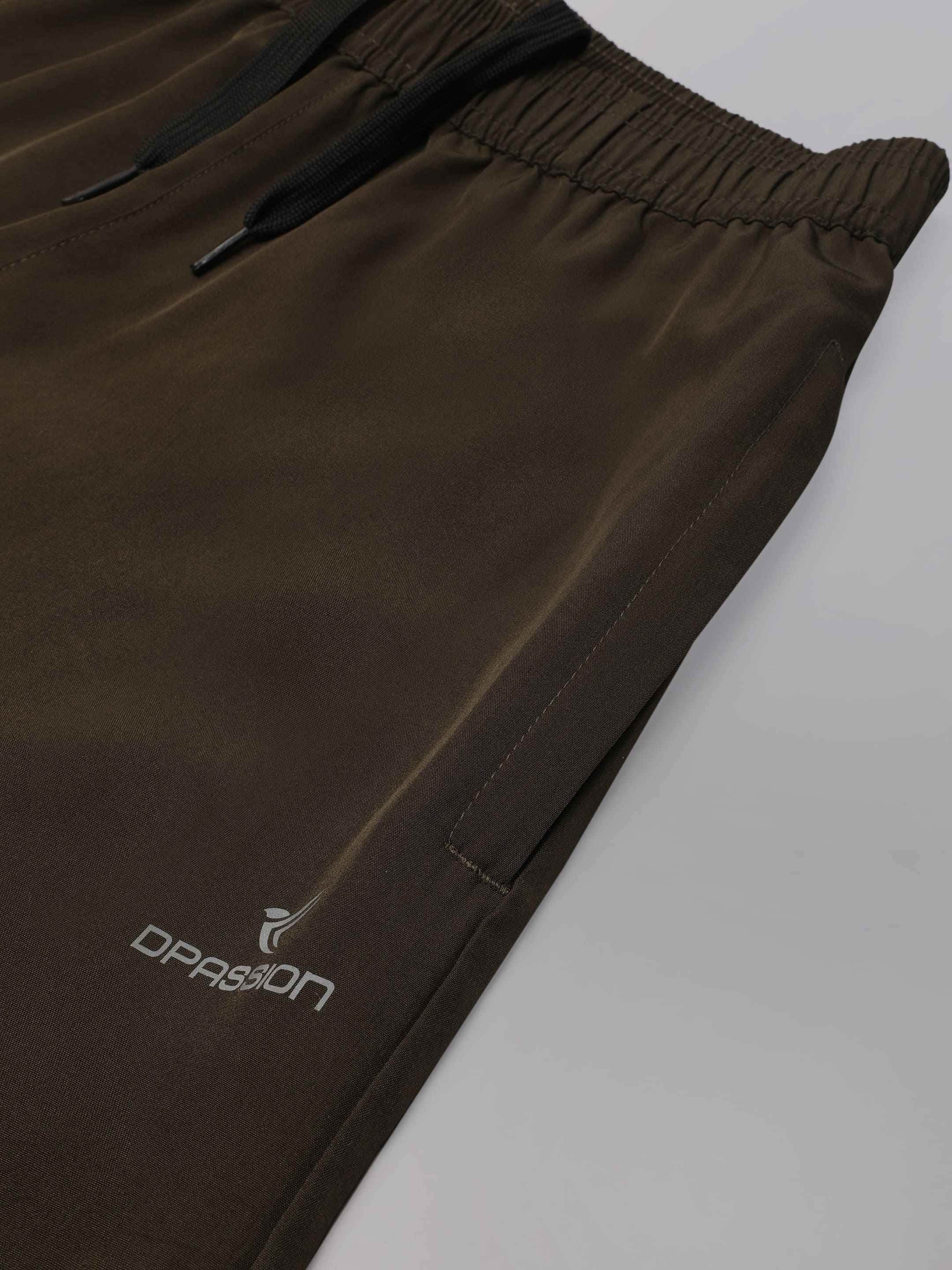 Dpassion Olive Colorblock Slim Fit Track Pants for Men - Gym Activewear