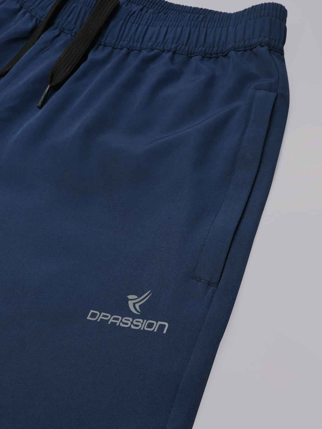 Dpassion Men Blue Track Pants Slim Fit Gym Running Activewear
