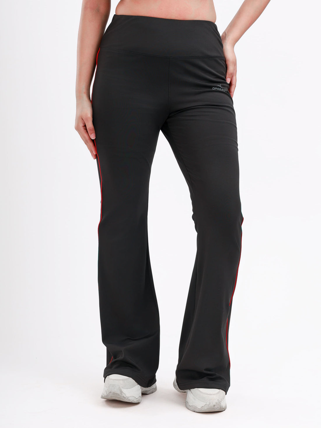 Dpassion Women’s Flared Performance Leggings with Contrast Stripe - Dpassion