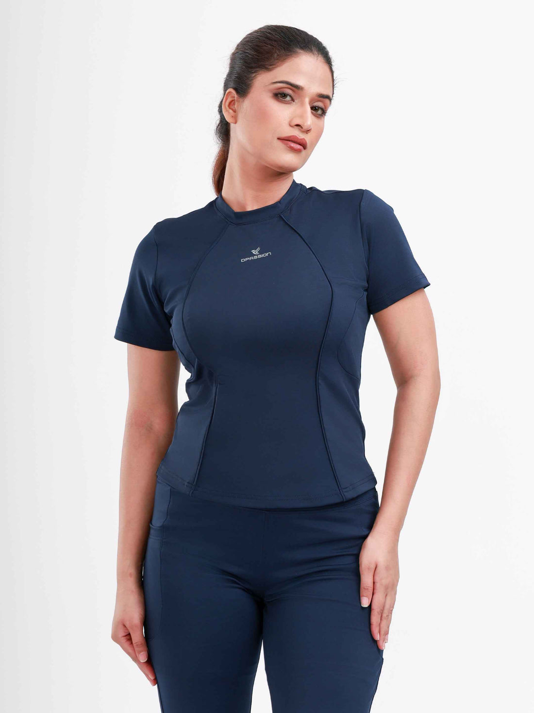 Dpassion SculptFit Performance Tee Navy Women Activewear Gym Top