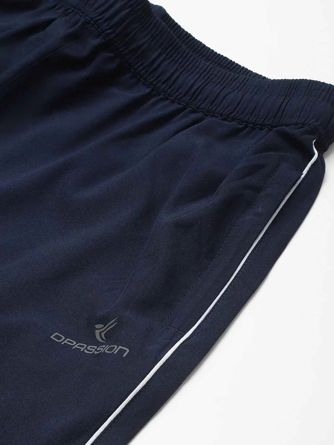Dpassion Men Navy Slim Fit Track Pants Stripe Gym Activewear