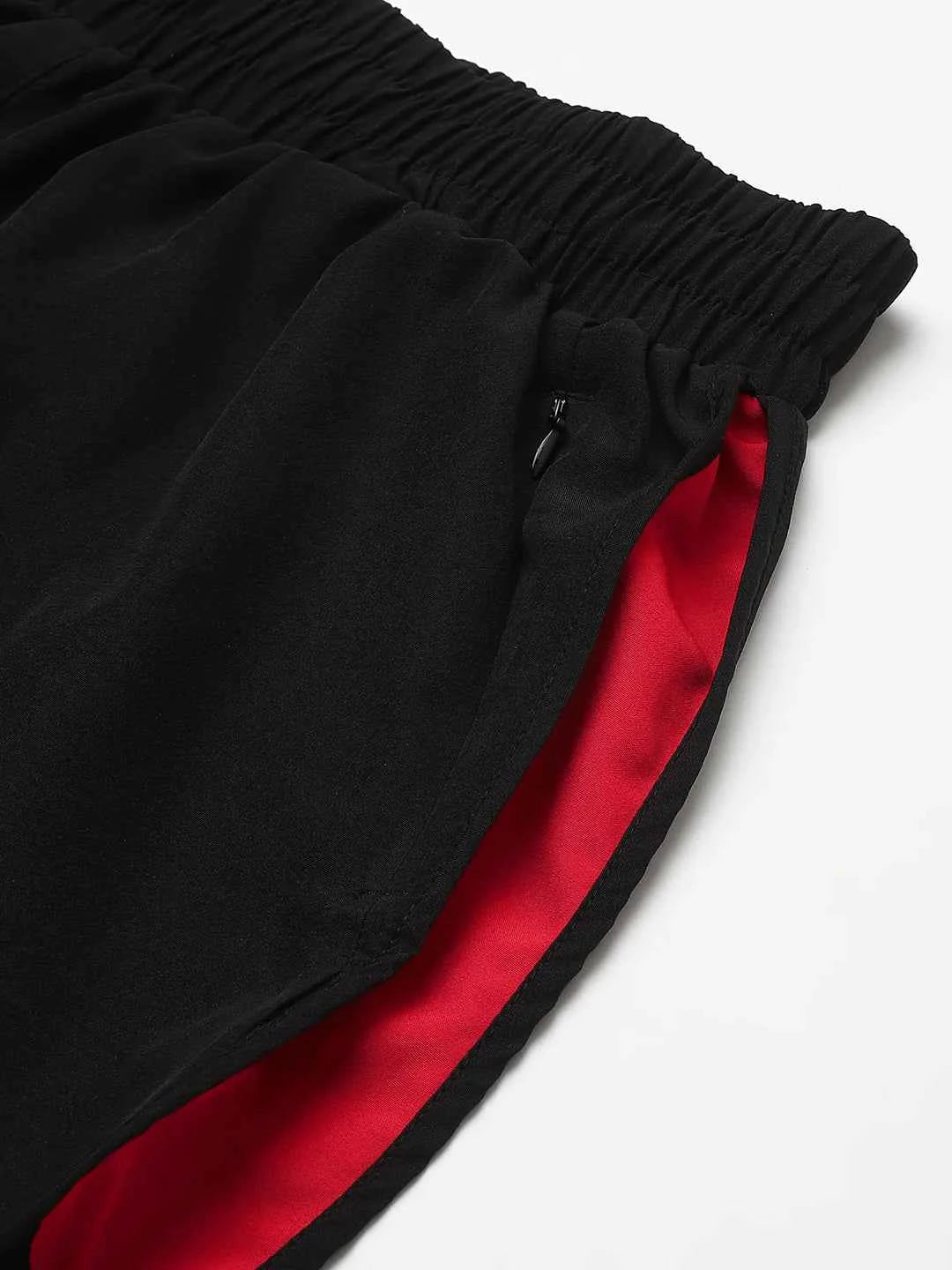 Dpassion Women Black Training Shorts with Contrast Panel Activewear