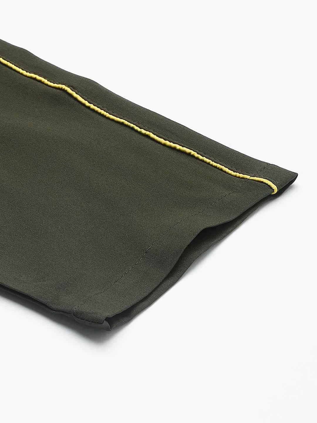 Dpassion Men Olive Compression Track Pants Slim Fit Stretch Gym Activewear